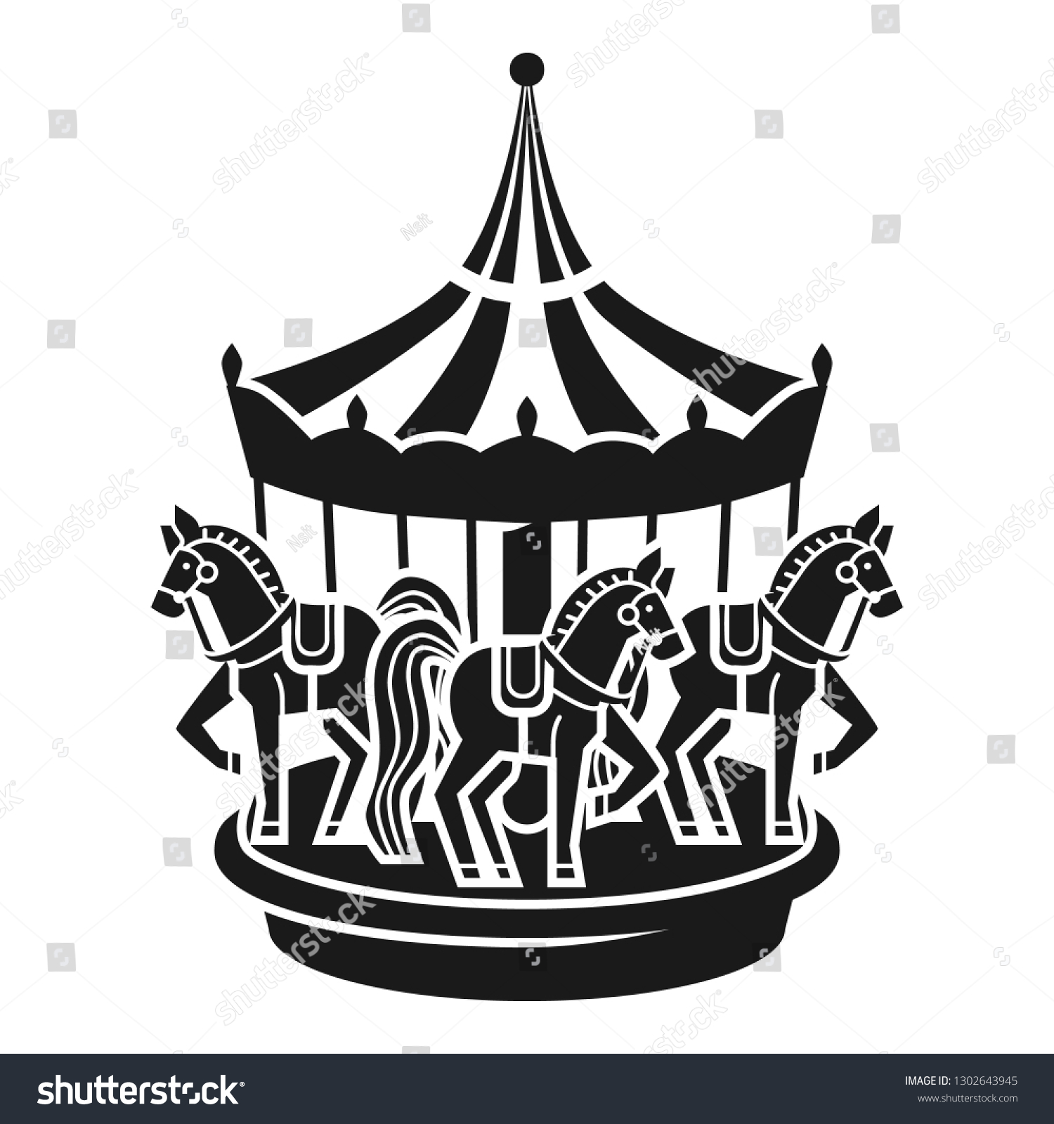 Horse Carousel Icon Simple Illustration Horse Stock Vector (Royalty ...