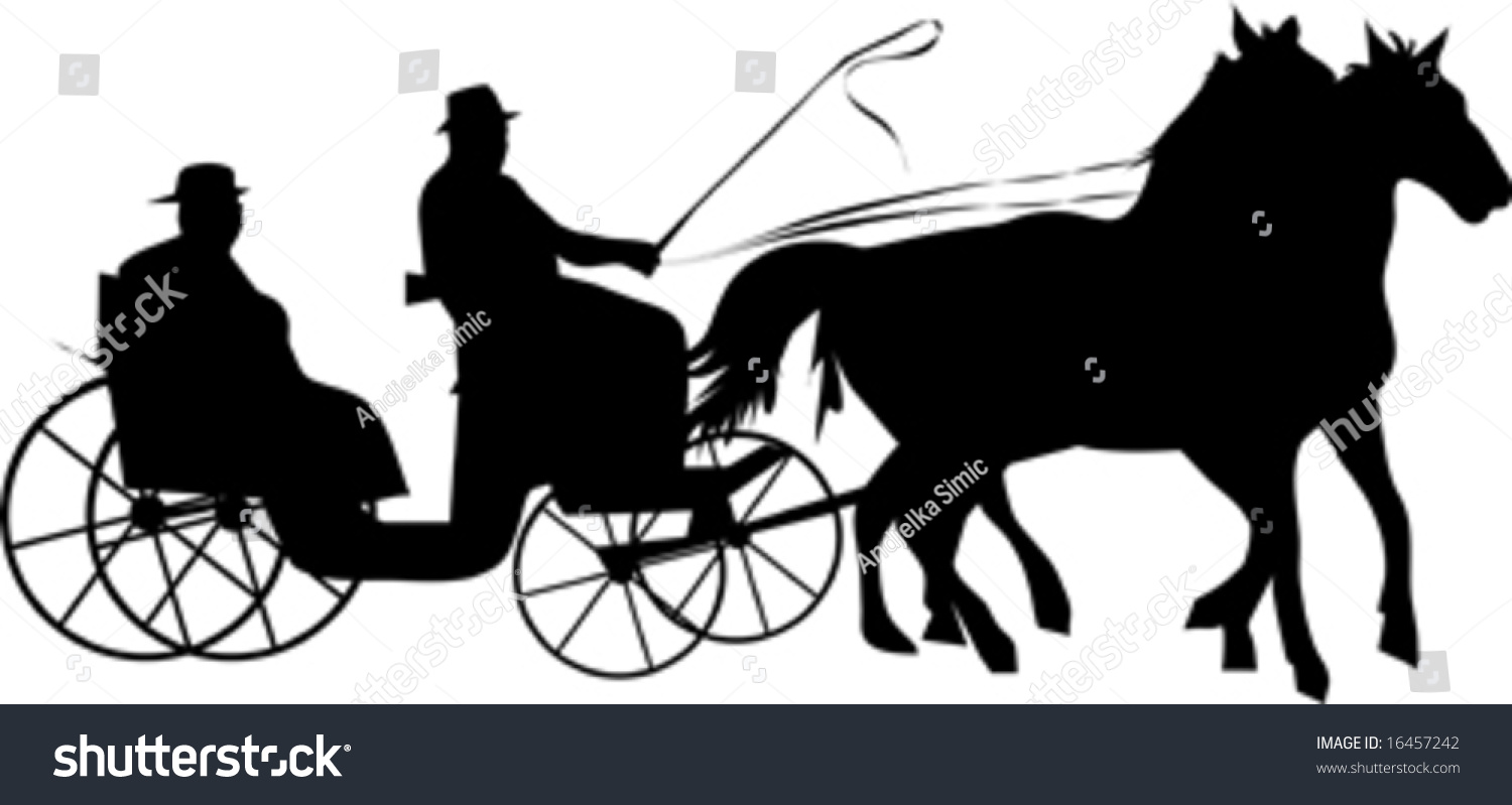 Horse Carriage Silhouette Isolated On White Stock Vector (Royalty Free ...