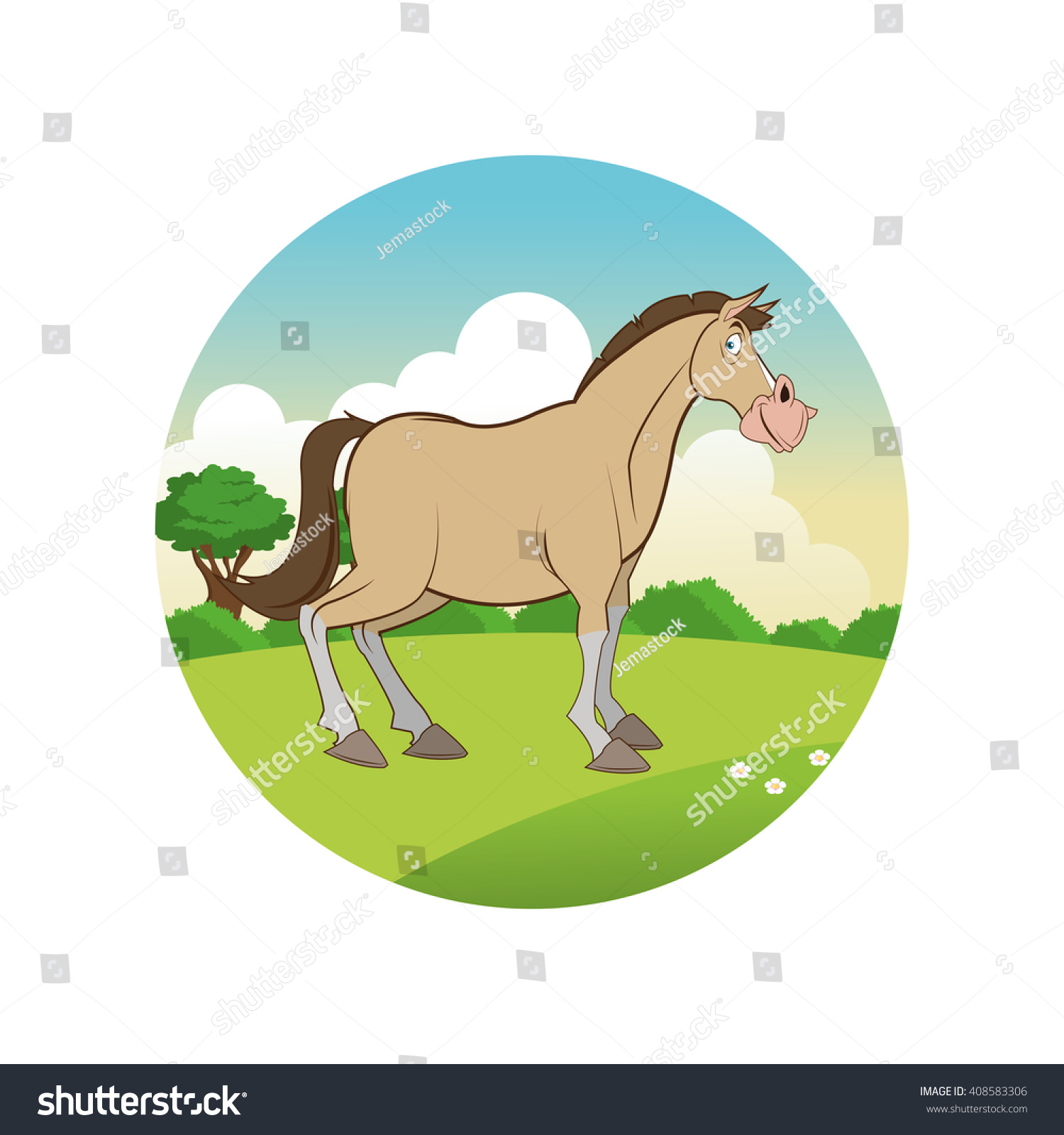 Horse Cartoon, Colorful Design Stock Vector Illustration 408583306 ...