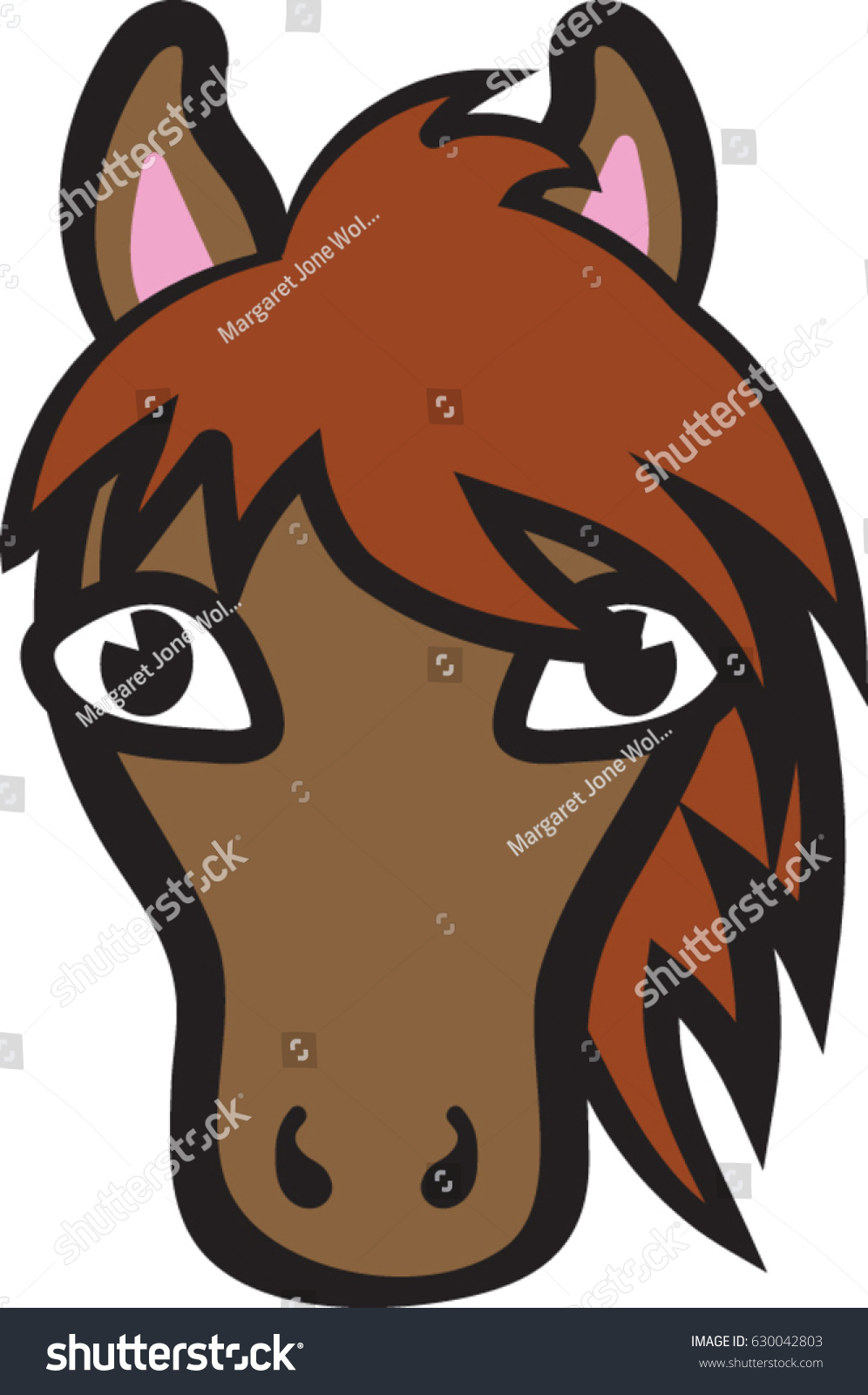 Horse Cartoon Face Icon Vector Illustration Stock Vector (Royalty Free