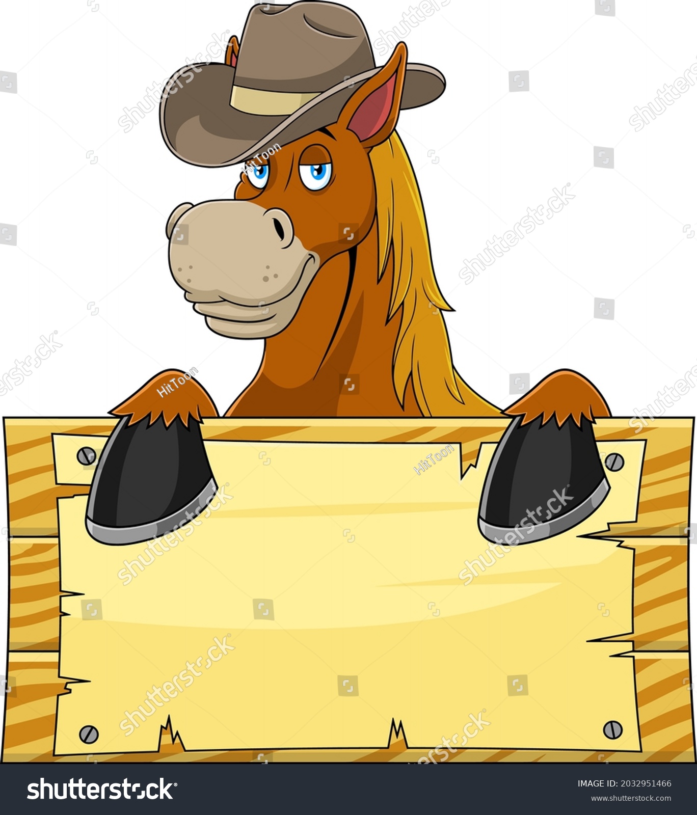 Inhibere det er alt skam Horse Cartoon Mascot Character Cowboy Hat Stock-vektor (royaltyfri)  2032951466