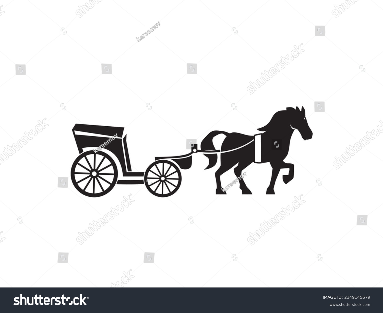 SVG of horse-drawn carriage icon vector, useful for brand and logo designs svg