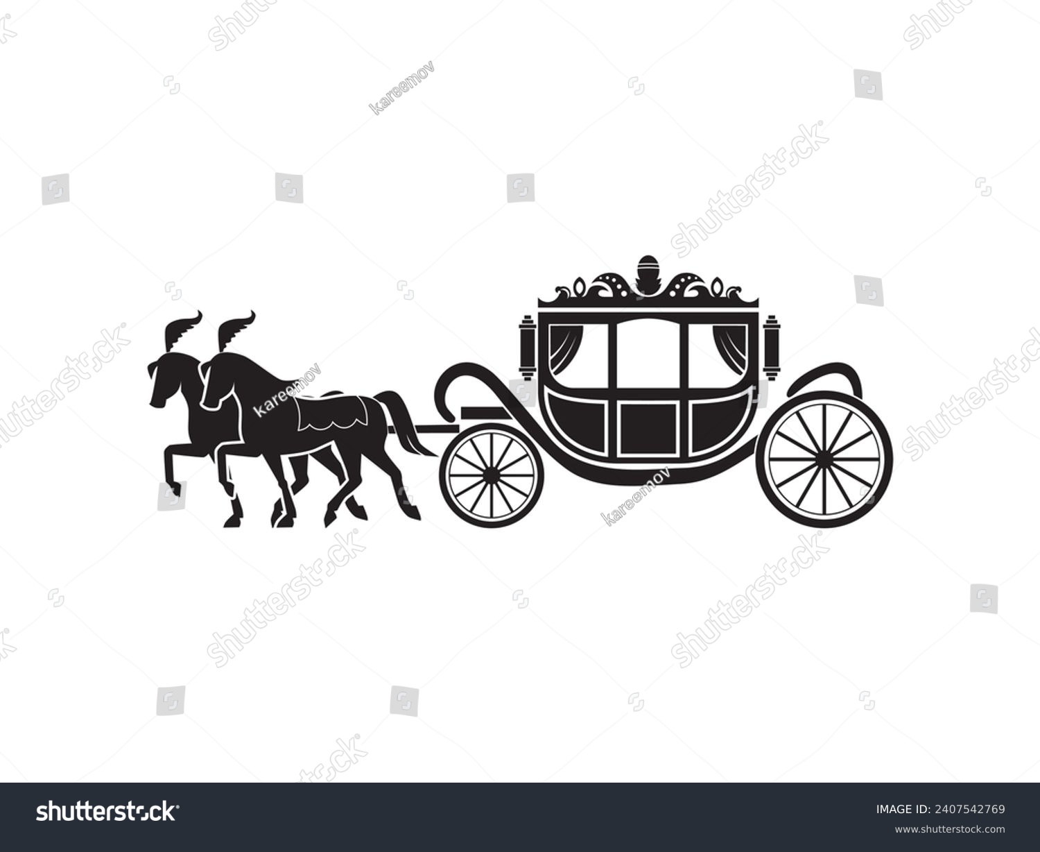 SVG of horse-drawn carriage icon vector, useful for brand and logo designs	 svg