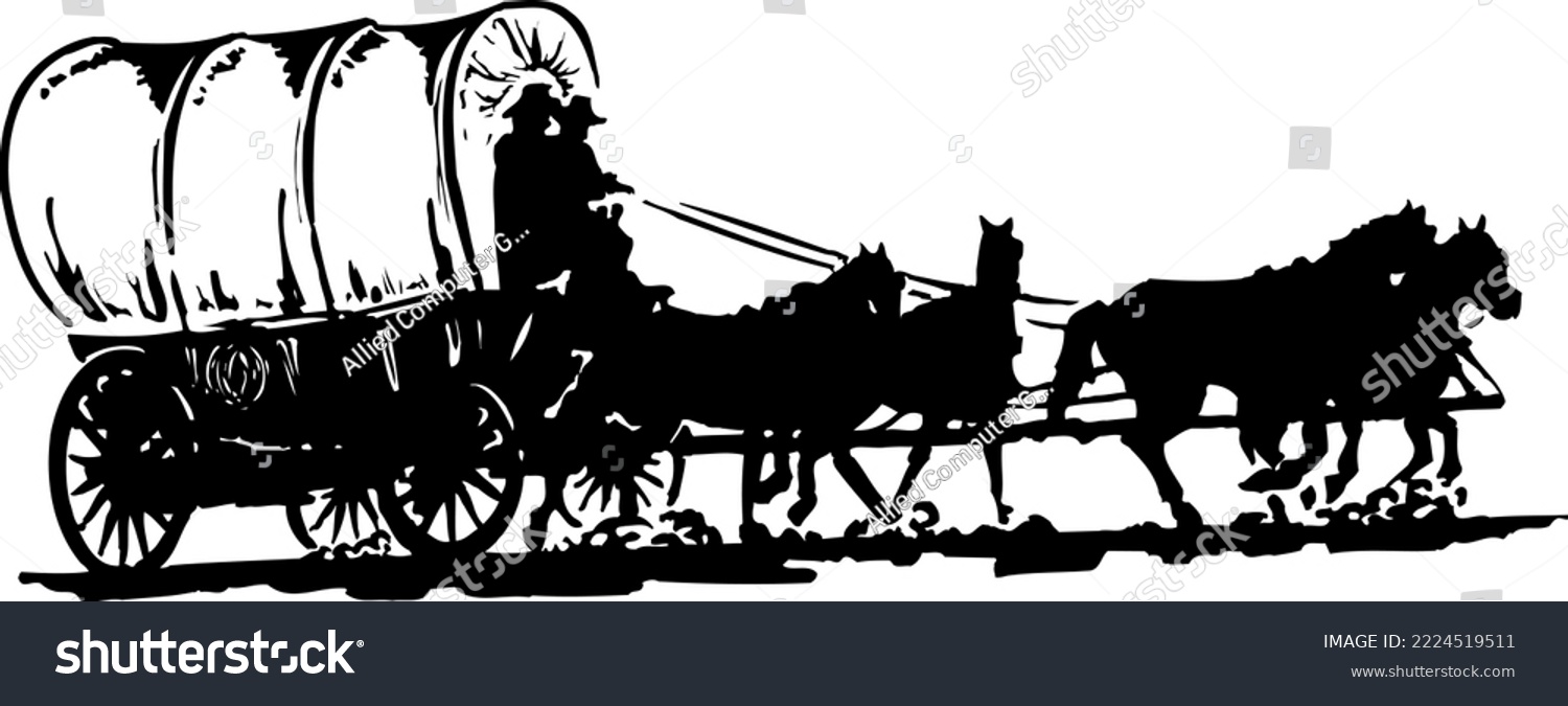 SVG of Horse Drawn Covered Wagon Vector Illustration svg