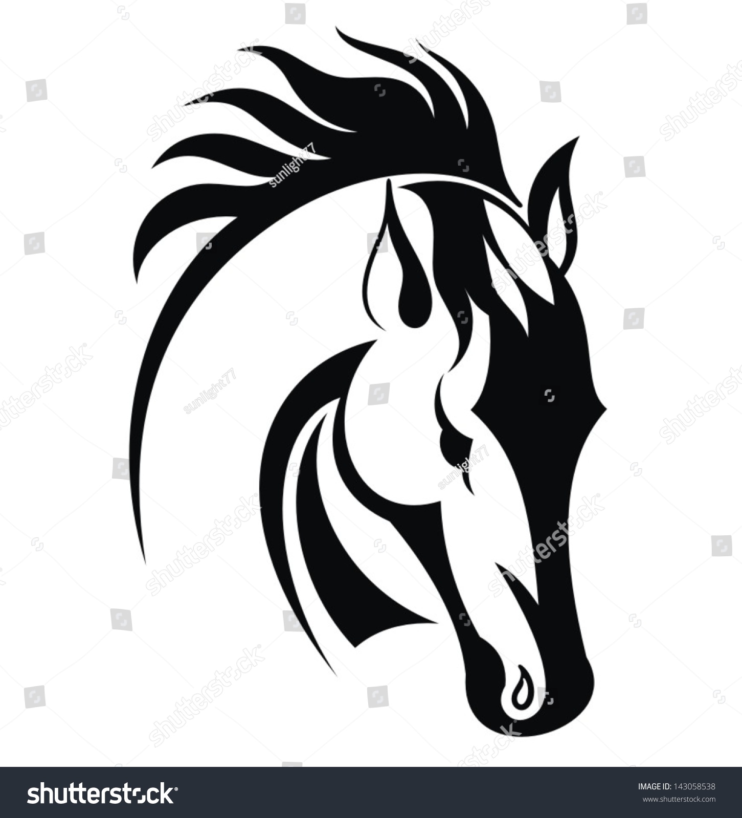 Horse Head Stock Vector Illustration 143058538 : Shutterstock