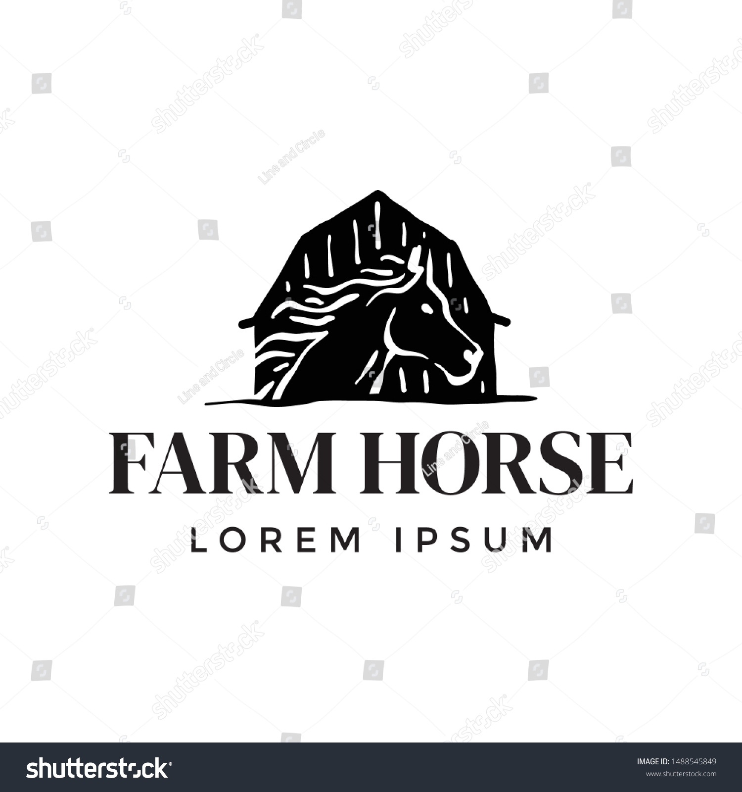 Horse Head Old Barn Logo Design Stock Vector (Royalty Free) 1488545849 ...