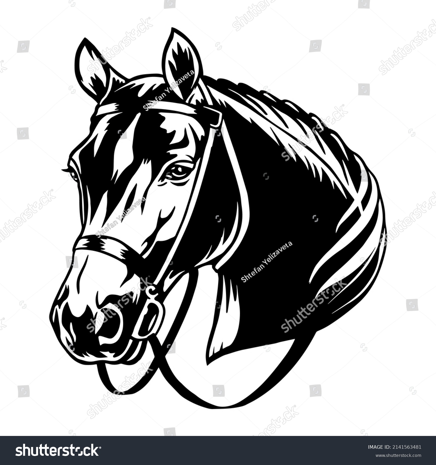 SVG of Horse head hand drawn. Printing and cutting vinyl files svg