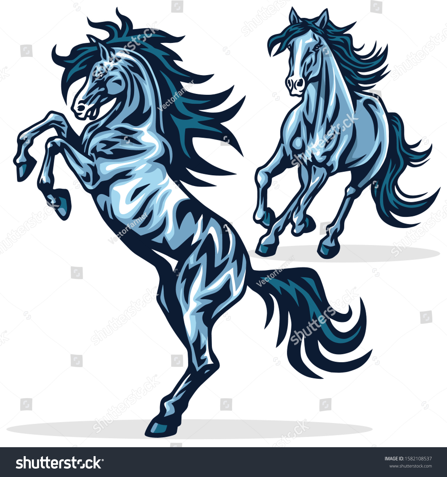 Horse Mustang Running Rearing Vector Mascot Stock Vector Royalty Free 1582108537