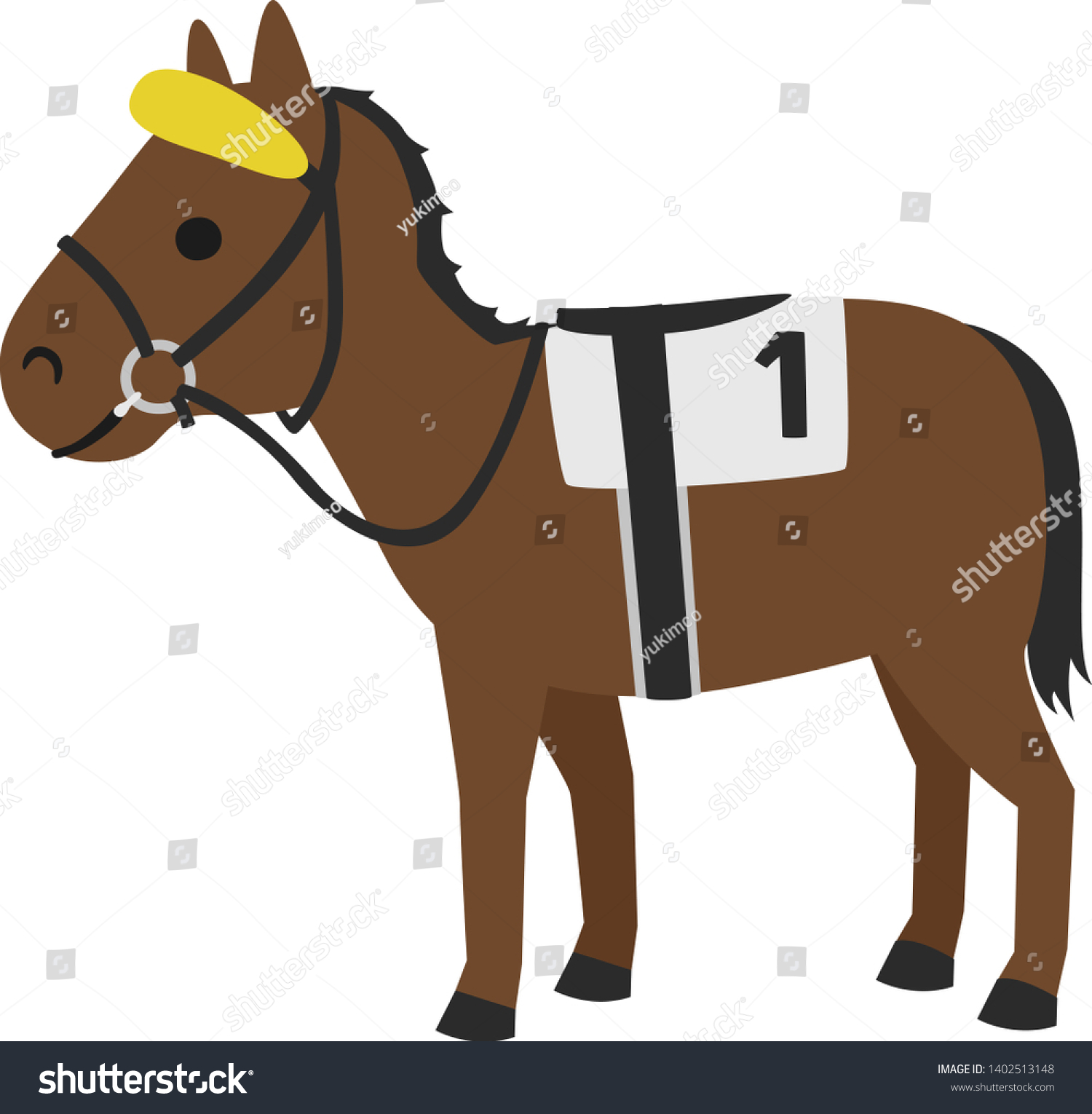 SVG of Horse racing illustration. This is a racehorse with a horse gear. A browband is a harness that blocks the upper view. svg