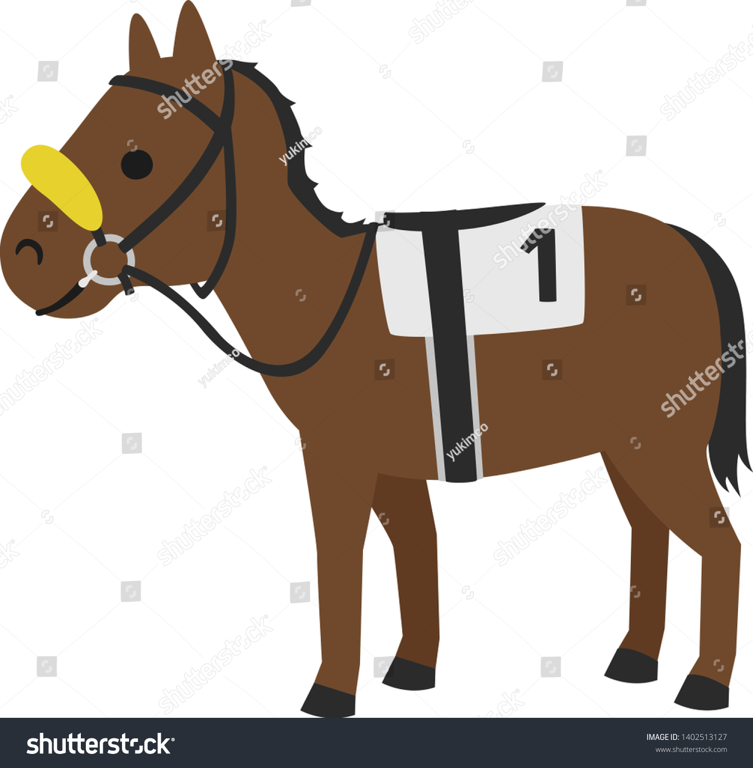 SVG of Horse racing illustration.This is a racehorse with a horse gear. A shadow roll is a harness that obscures the underside and focuses your attention forward. svg
