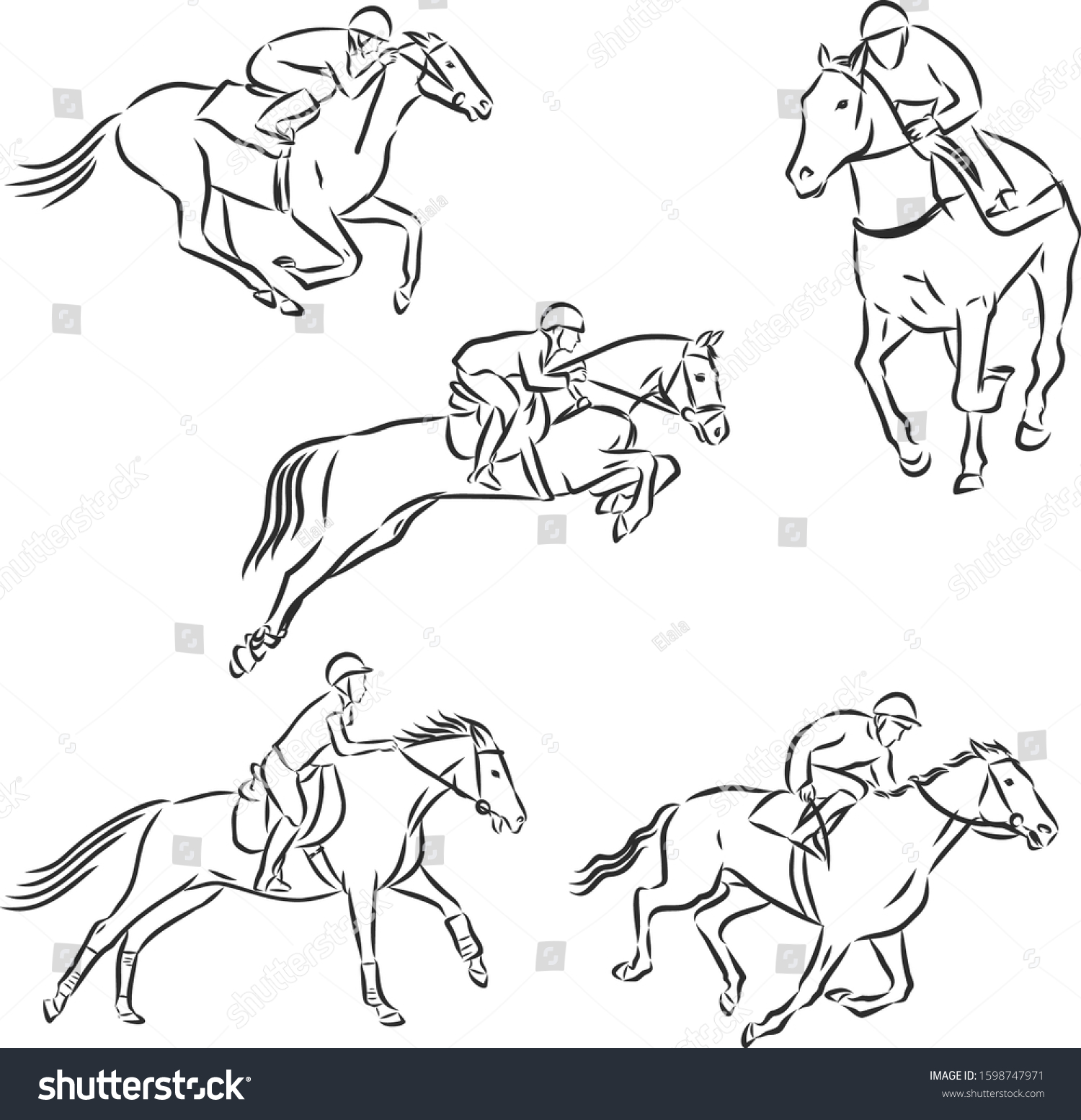 Horse Racing Set Vector Sketch Illustration Stock Vector (Royalty Free ...