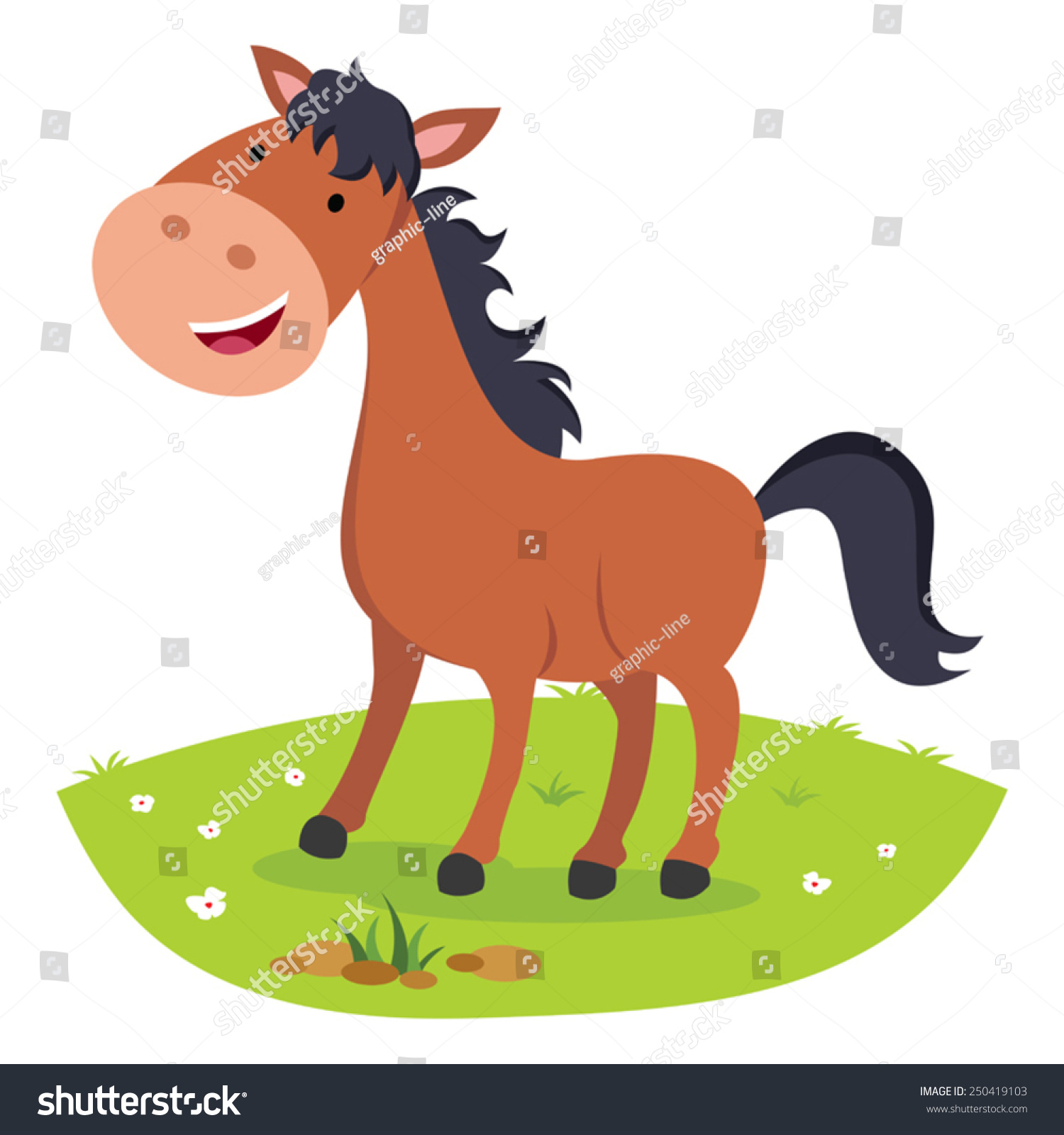 Horse Smiling. Cheerful Horse. Stock Vector Illustration 250419103 ...