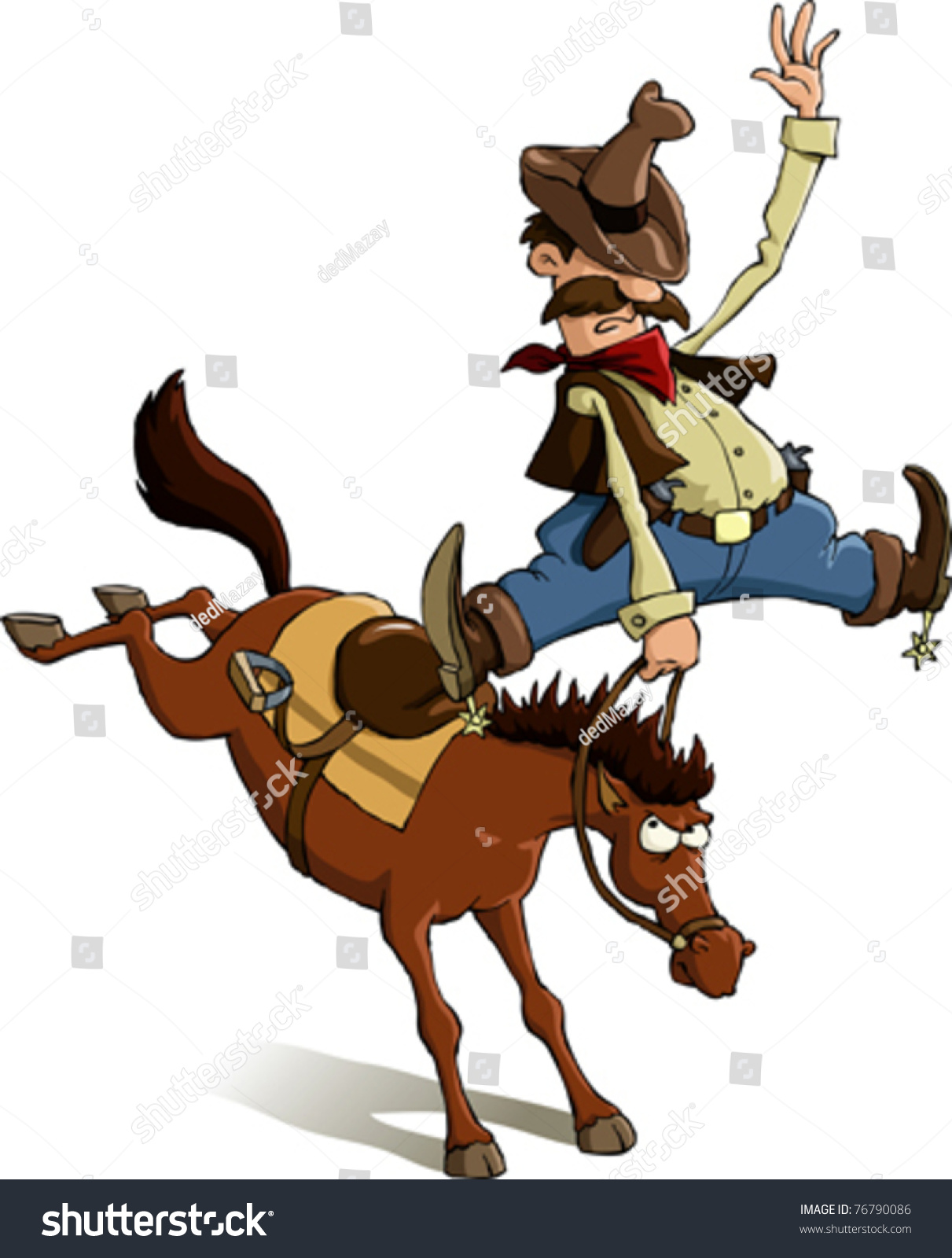 Horse Throws Off Cowboy Vector Illustration Stock Vector 76790086 ...