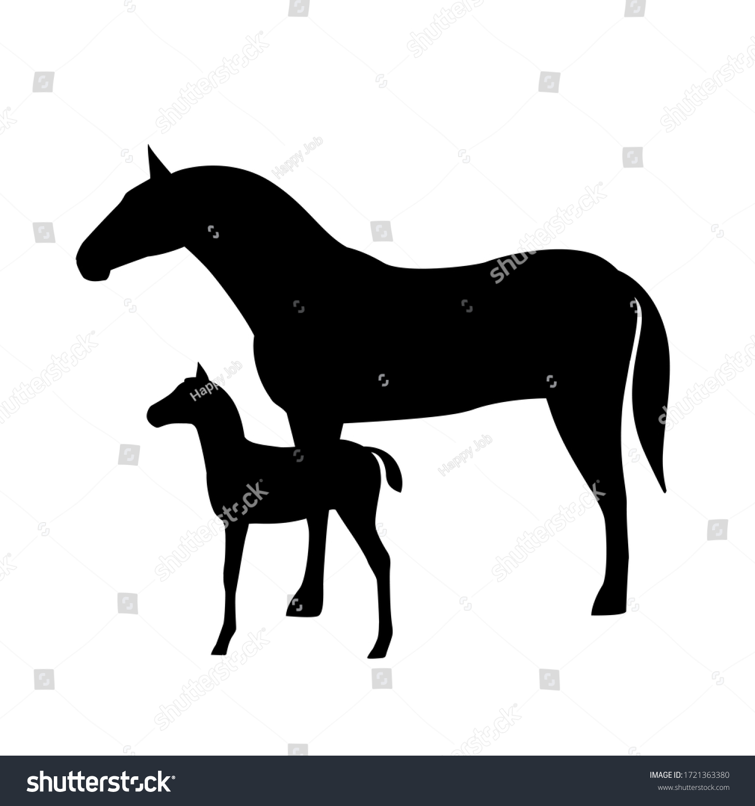 Horse Foal Silhouette Isolated On White Stock Vector (Royalty Free ...