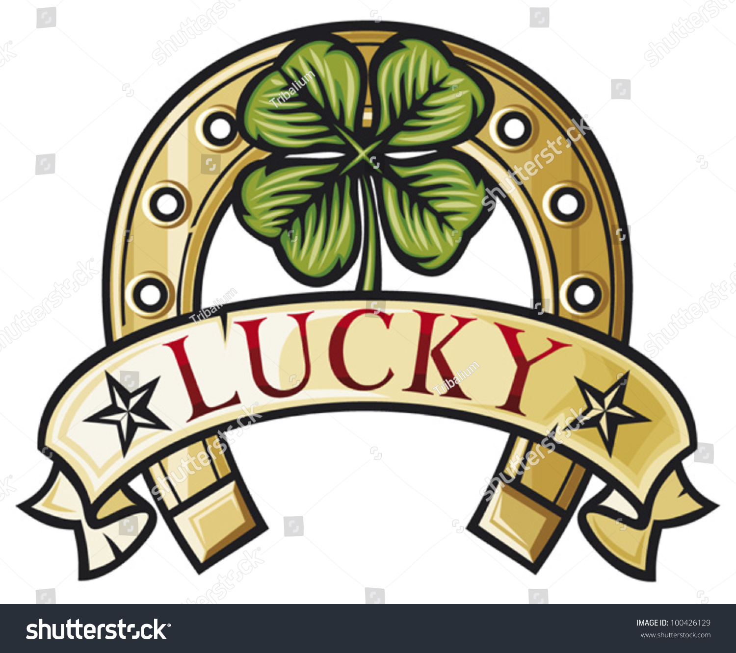 Horseshoe And Four Leaf Clover - Lucky Symbol Stock Vector Illustration ...