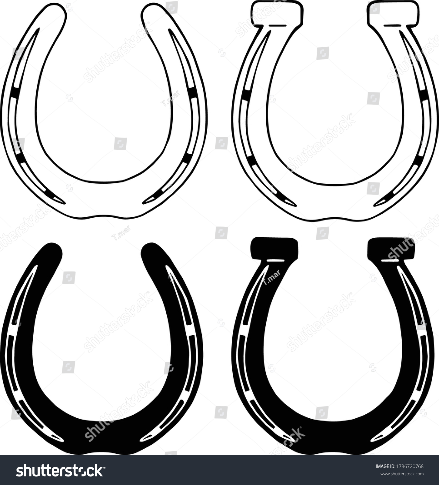 Horseshoe Line Drawing Silhouette Set Vector vetor stock (livre de