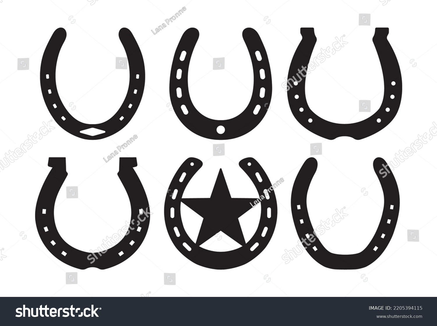 SVG of Horseshoe set stencil templates, lucky symbol silhouette bundle isolated svg
