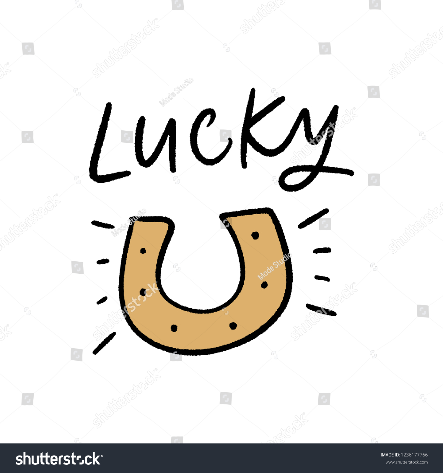 Horseshoe Symbol Happiness Good Luck Hand Stock Vector (Royalty Free ...