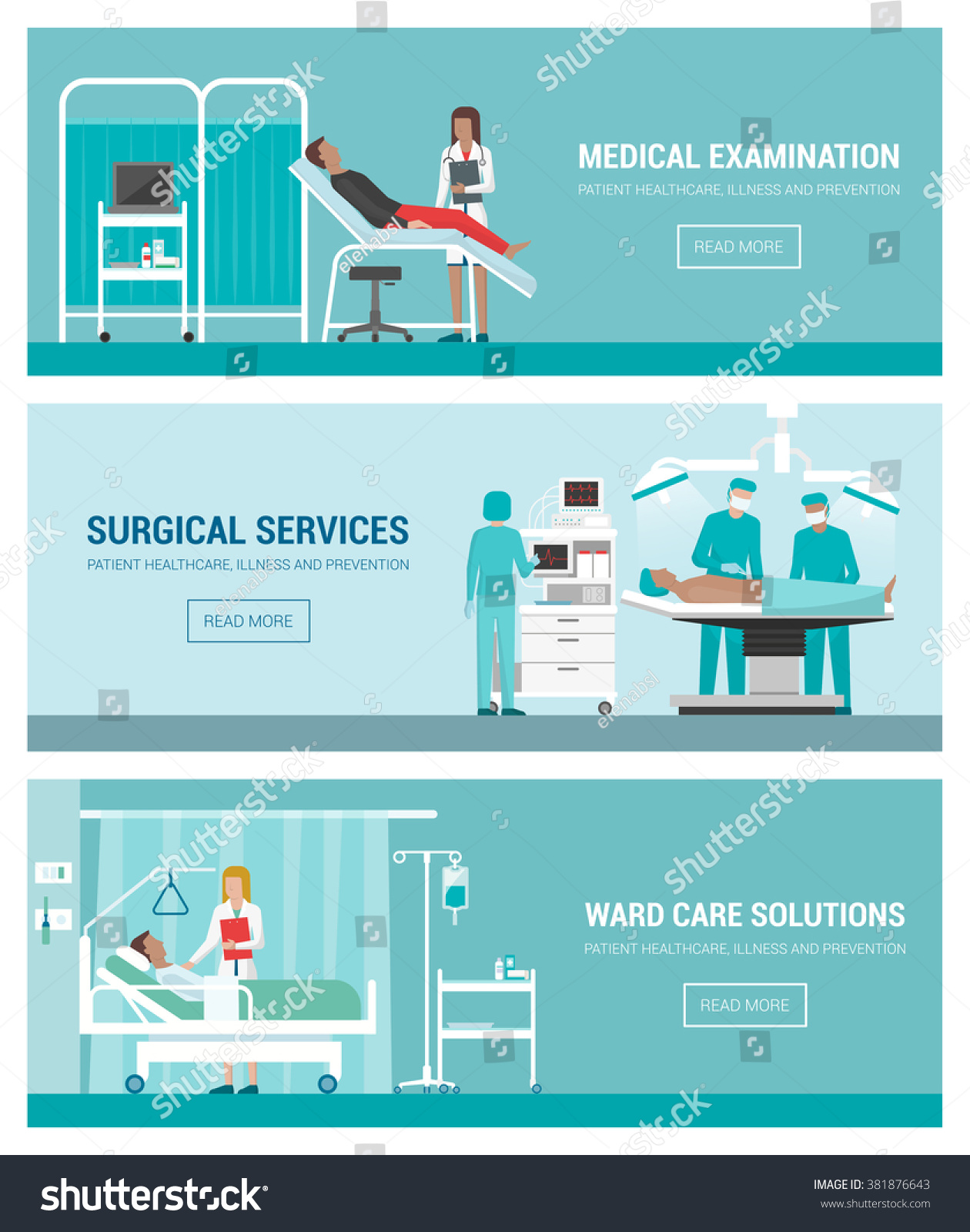 Hospital Healthcare Banner Set Medical Exam Stock Vector (Royalty Free ...