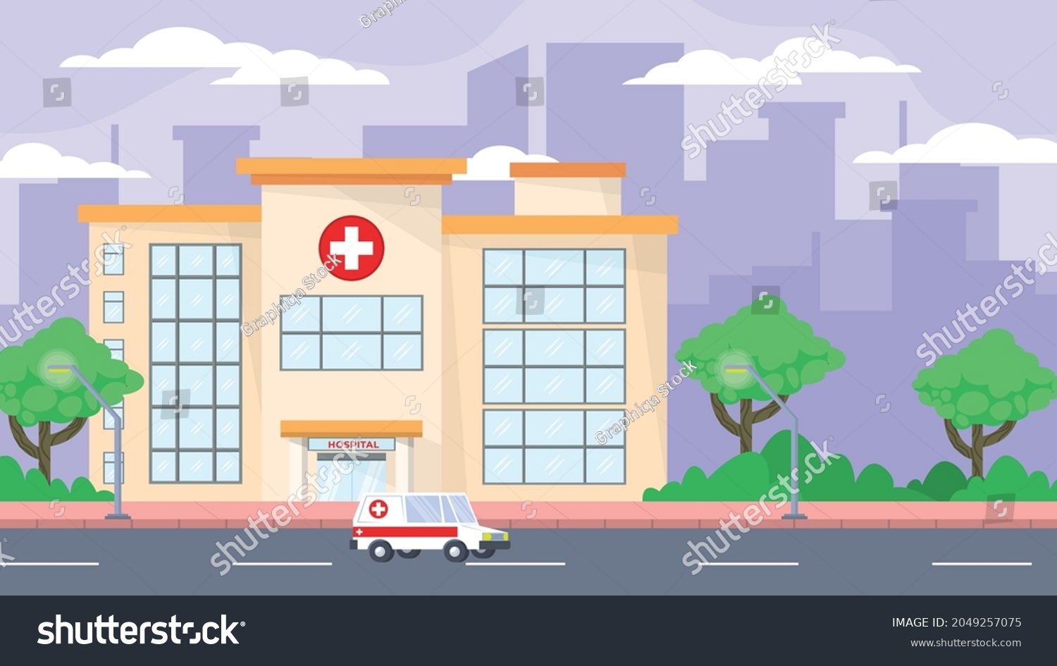 Hospital Building Exterior Scenes Stock Vector (Royalty Free ...