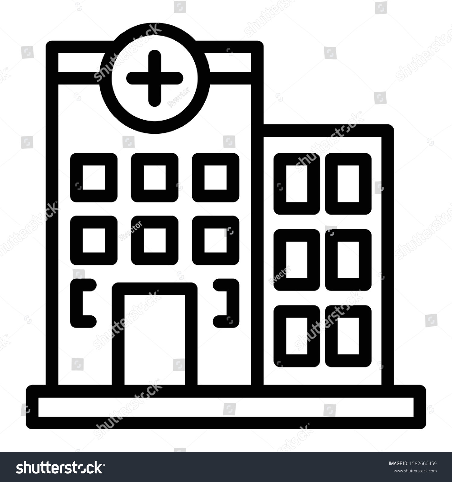 Hospital Building Icon Outline Hospital Building Stock Vector (Royalty ...