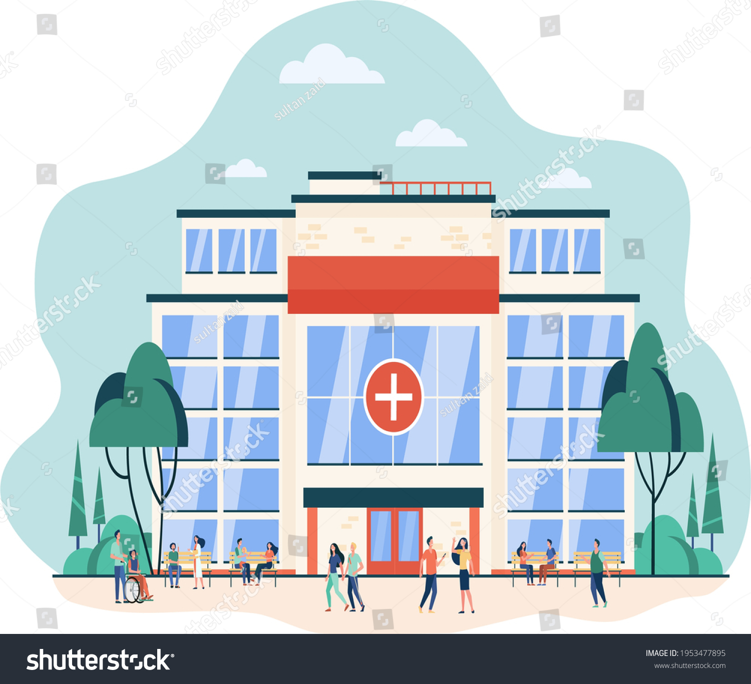 Hospital Building People Flat Design Stock Vector (Royalty Free ...