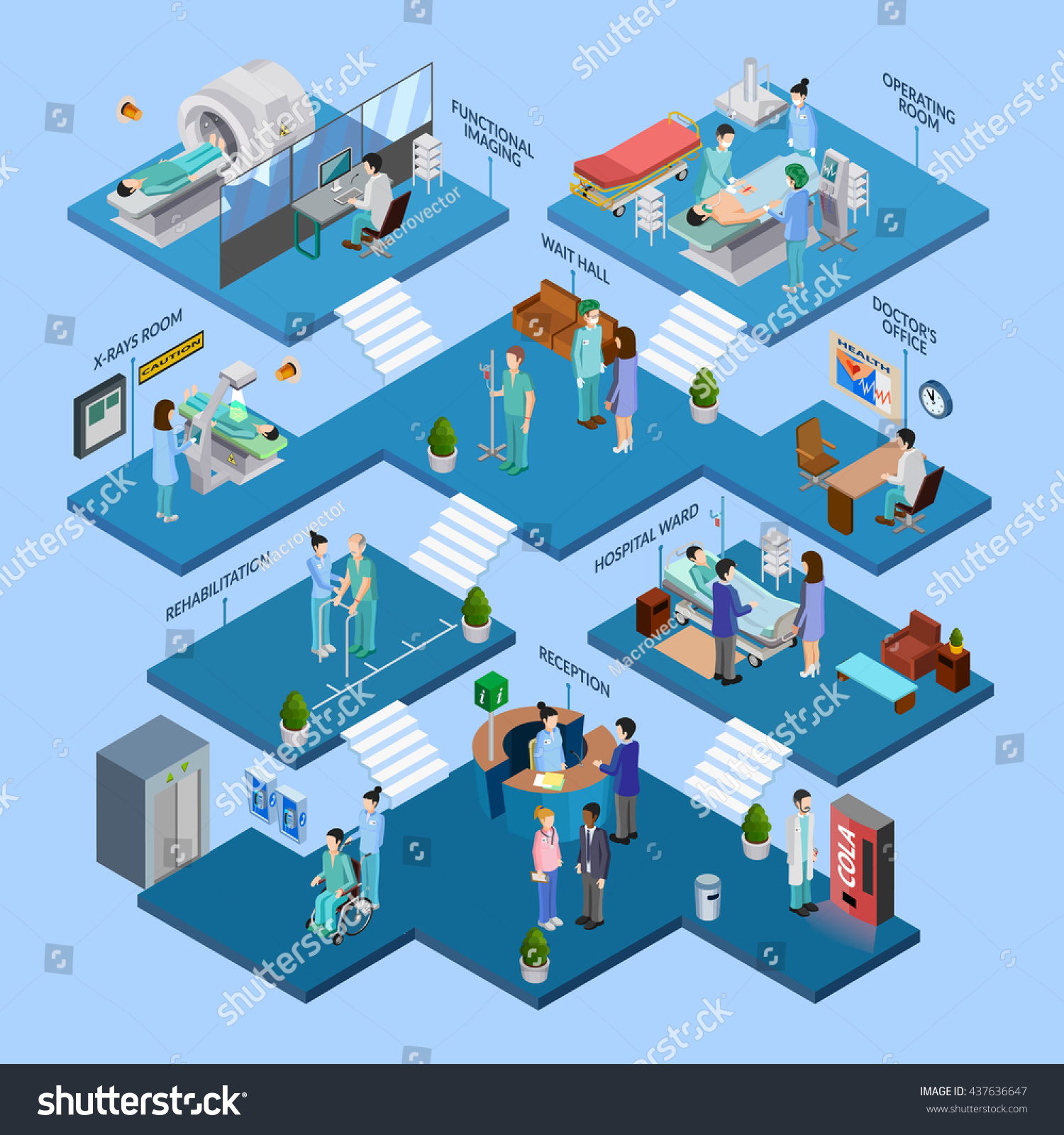 Hospital Isometric Infographics Layout Nursing Staff Stock Vector ...