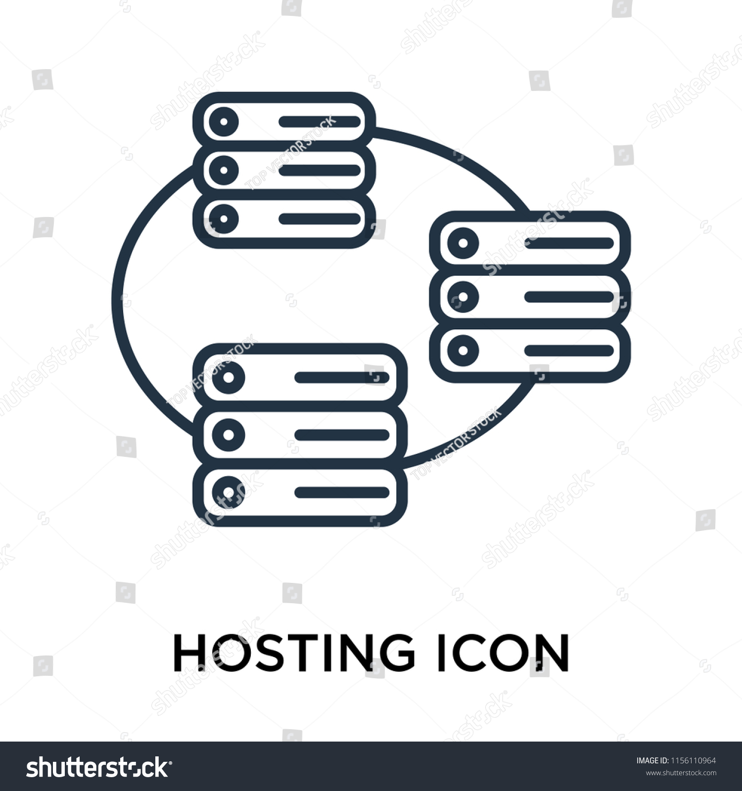 SVG of Hosting icon vector isolated on white background, Hosting transparent sign , thin symbol or stroke element design in outline style svg