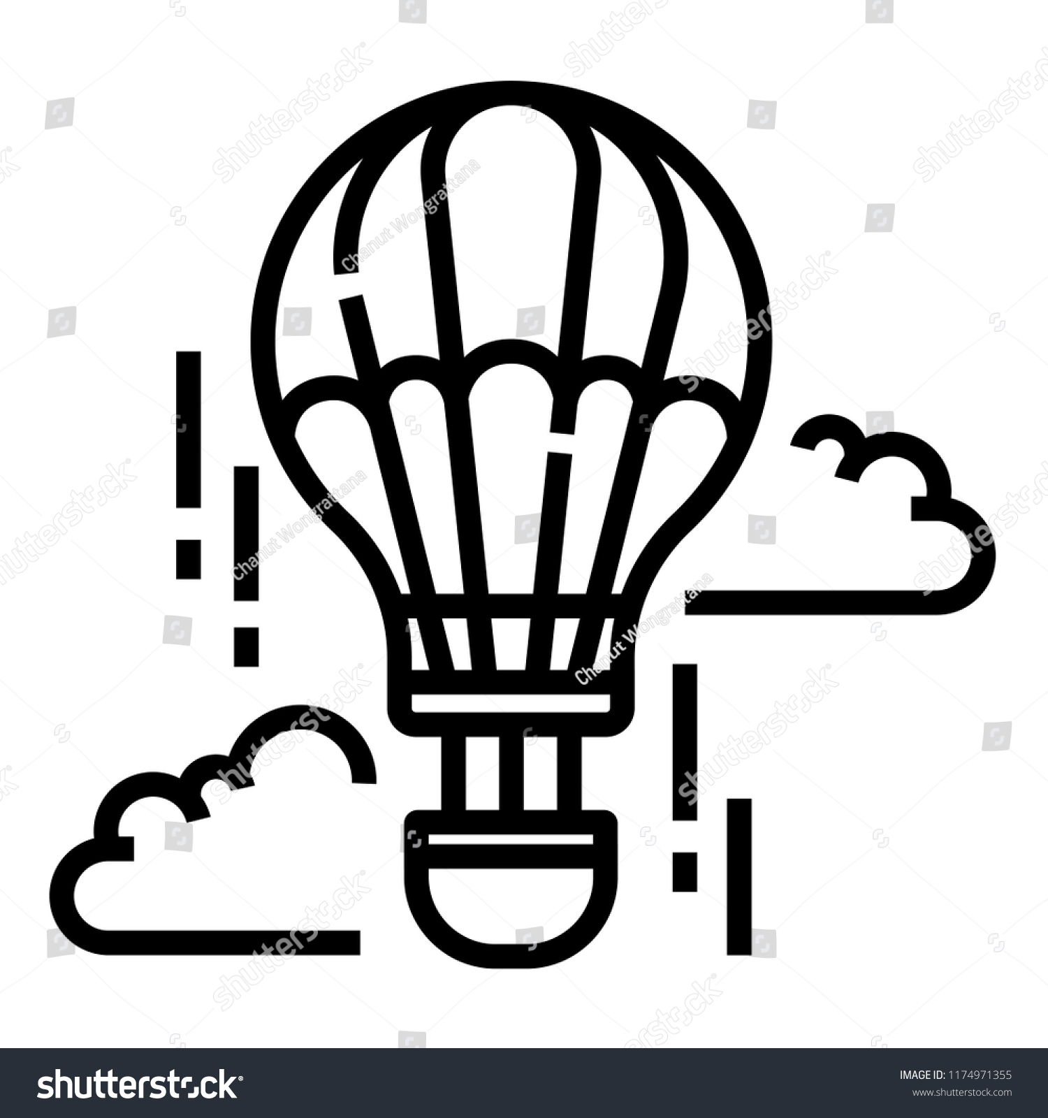 Hot Air Balloon Cloud Vector Illustration Vector De Stock Libre De Regalías 1174971355 