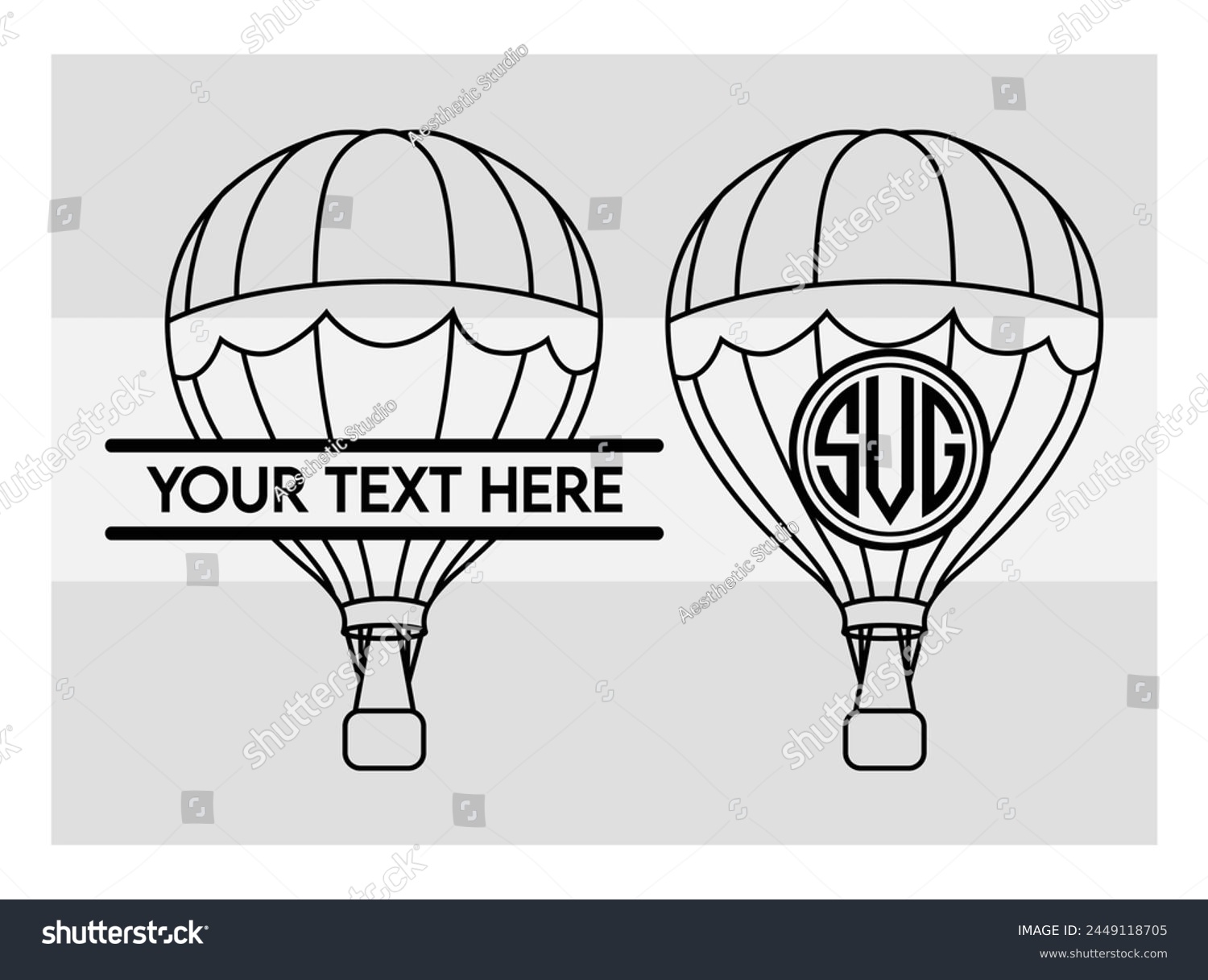 SVG of hot air balloon Split Monogram, hot air balloon Outline, fire balloon, Balloon Rides, Vector, Split Monogram svg