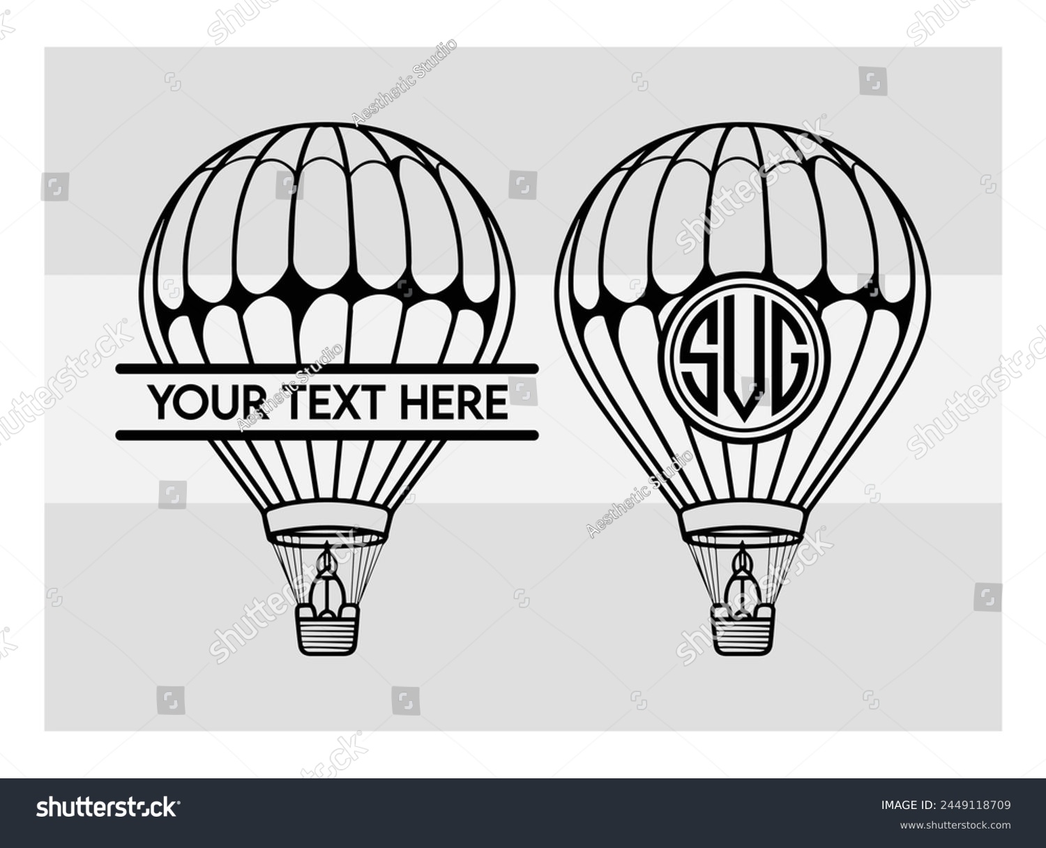 SVG of hot air balloon Split Monogram, hot air balloon Outline, fire balloon, Balloon Rides, Vector, Split Monogram svg