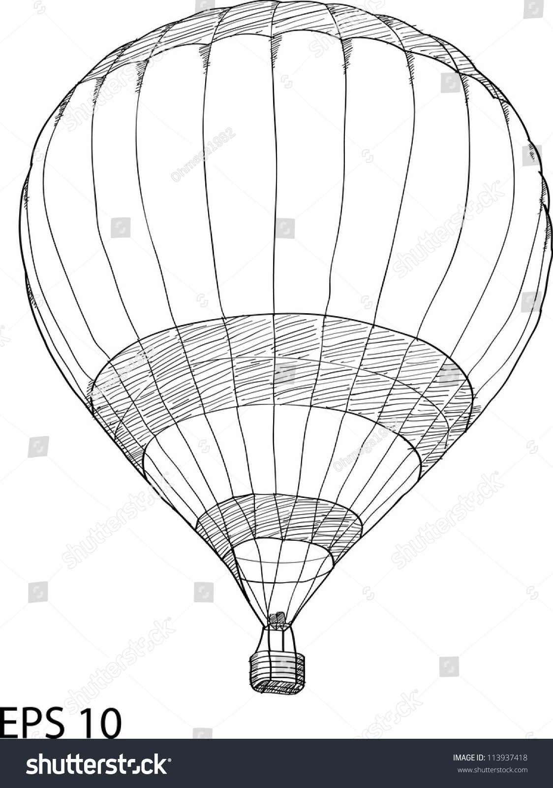  Hot Air Balloon Vector Sketch Line Stock Vector 113937418 - Shutterstock