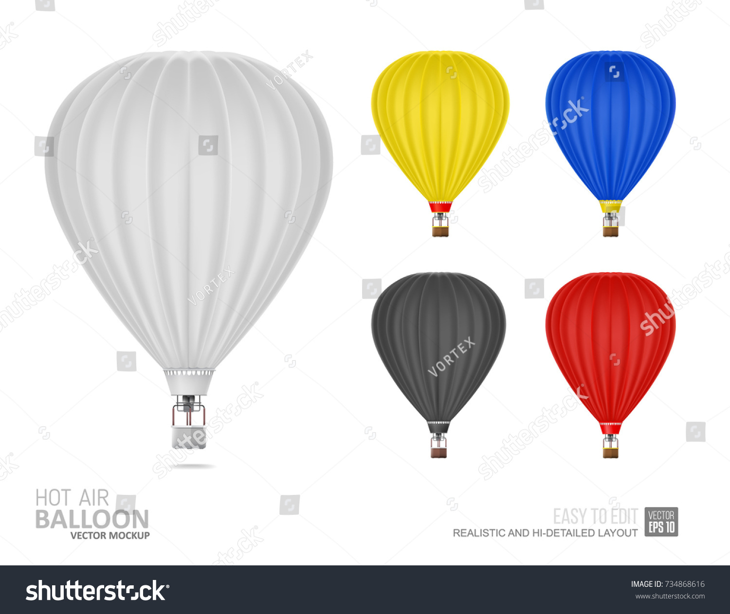 Download Hot Air Balloon White Black Color Stock Vector Royalty Free 734868616