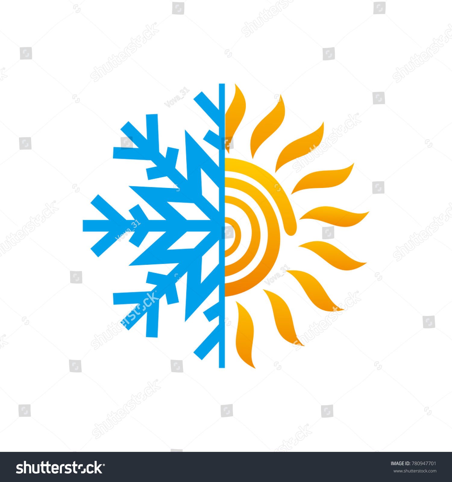 Hot Cold Symbol Sun Snowflake All Stock Vector (Royalty Free) 780947701