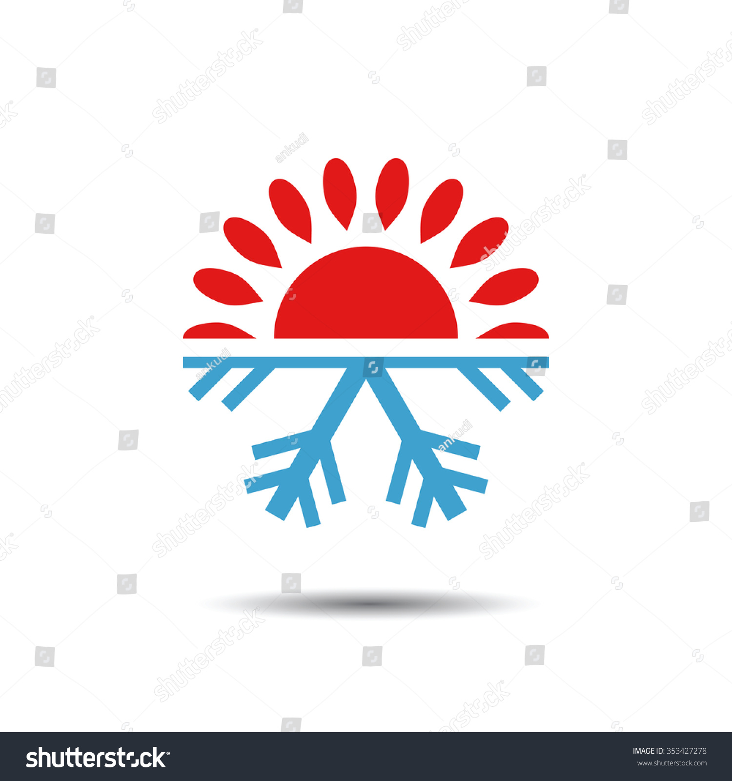 Hot And Cold Temperature Icon. Sun And Snowflake Logo. Stock Vector ...