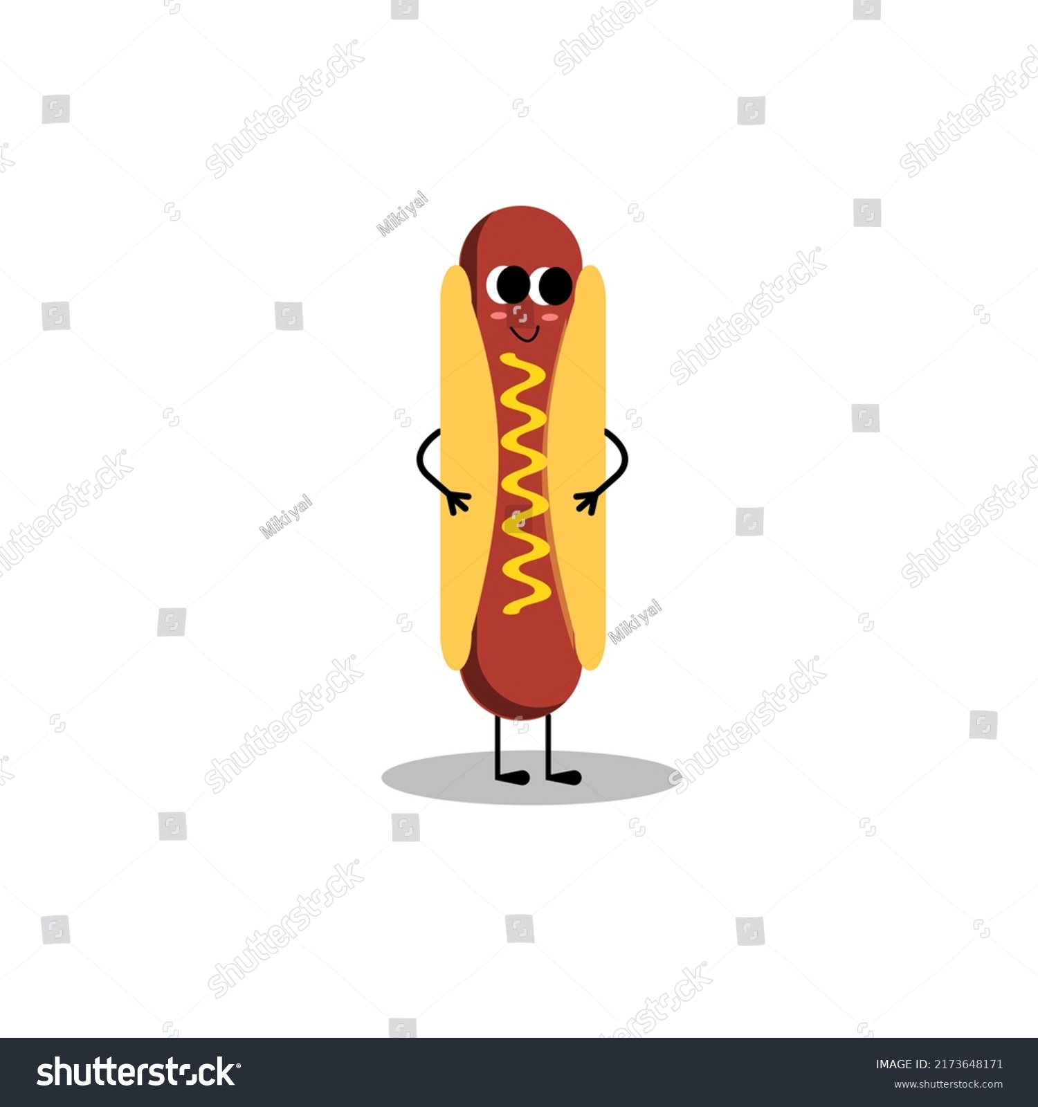 Hot Dog Cute Fast Food Vector Stock Vector (royalty Free) 2173648171 