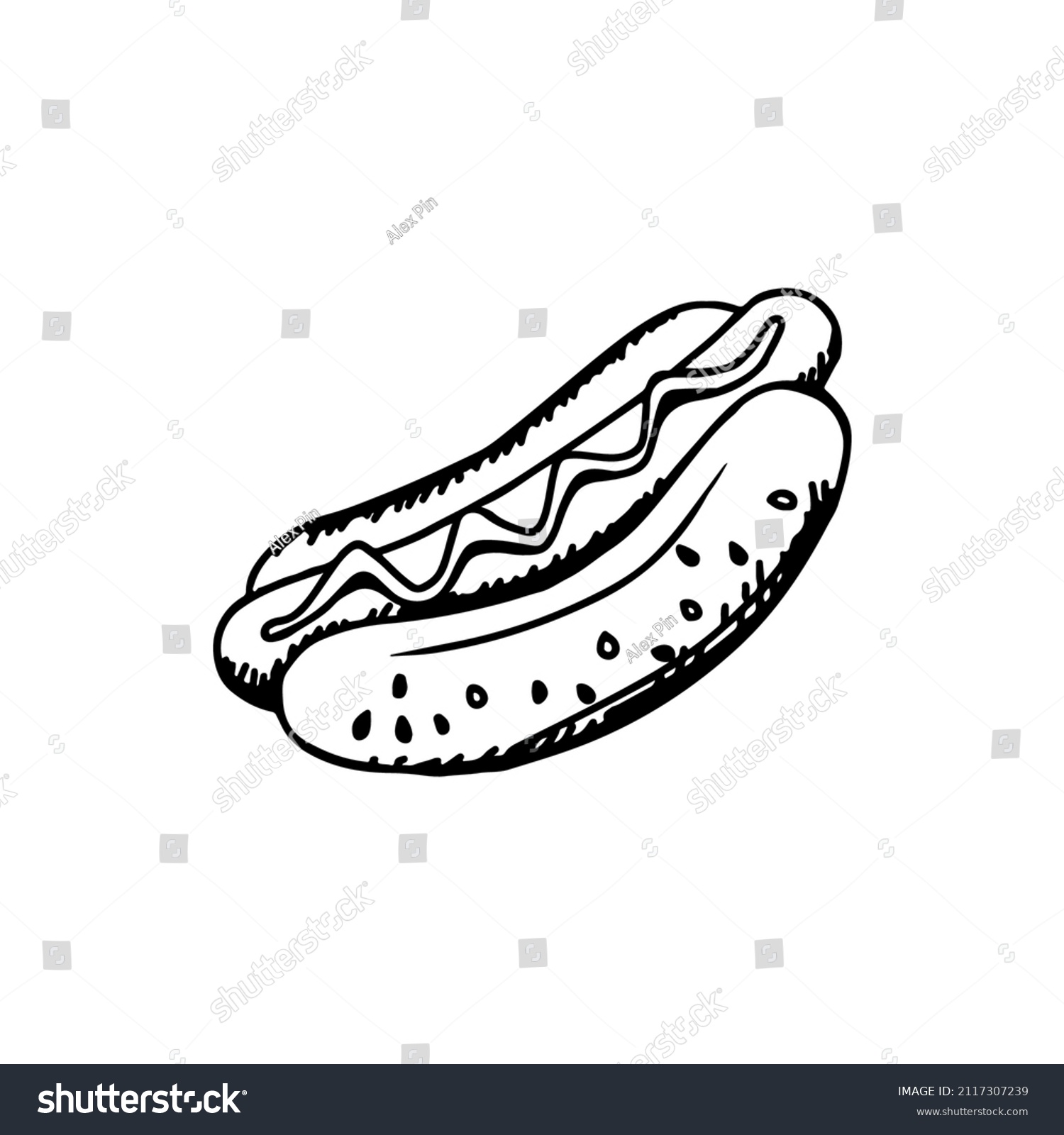 Hot Dog Hand Draw Vector Illustration Stock Vector (Royalty Free ...