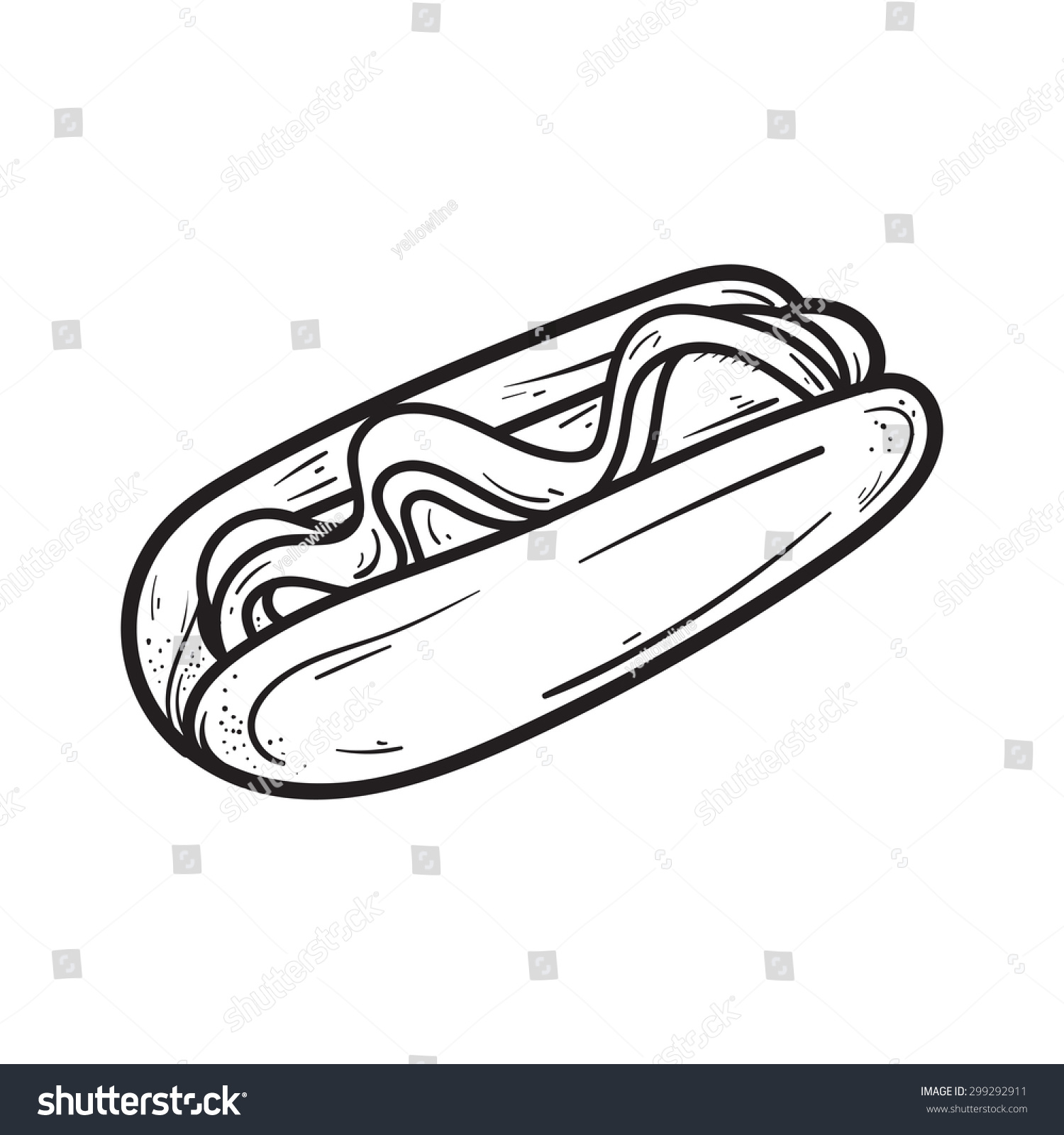 Hot Dog Outline Vector - 299292911 : Shutterstock