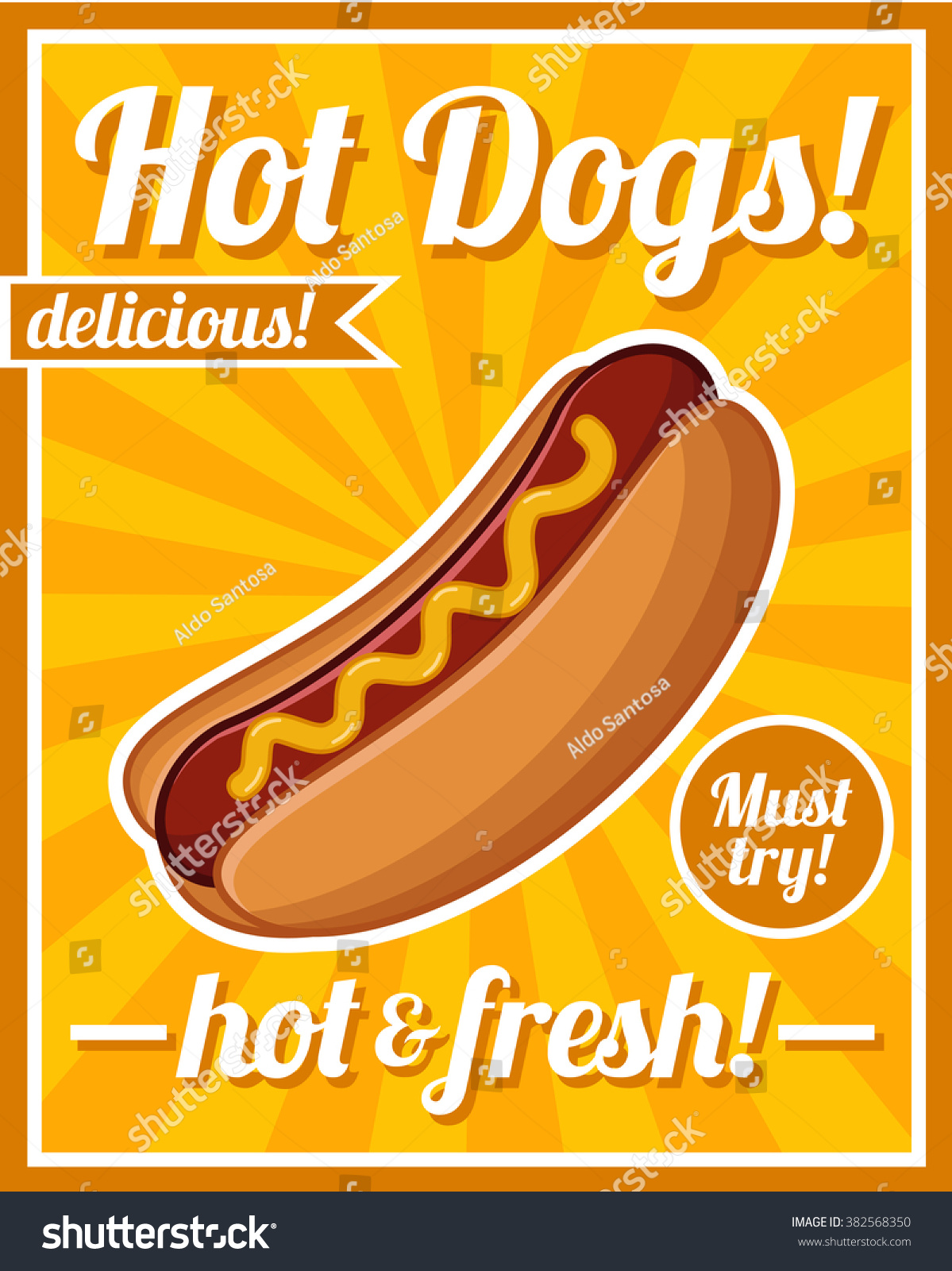 Hot Dog Poster Stock Vector 382568350 - Shutterstock