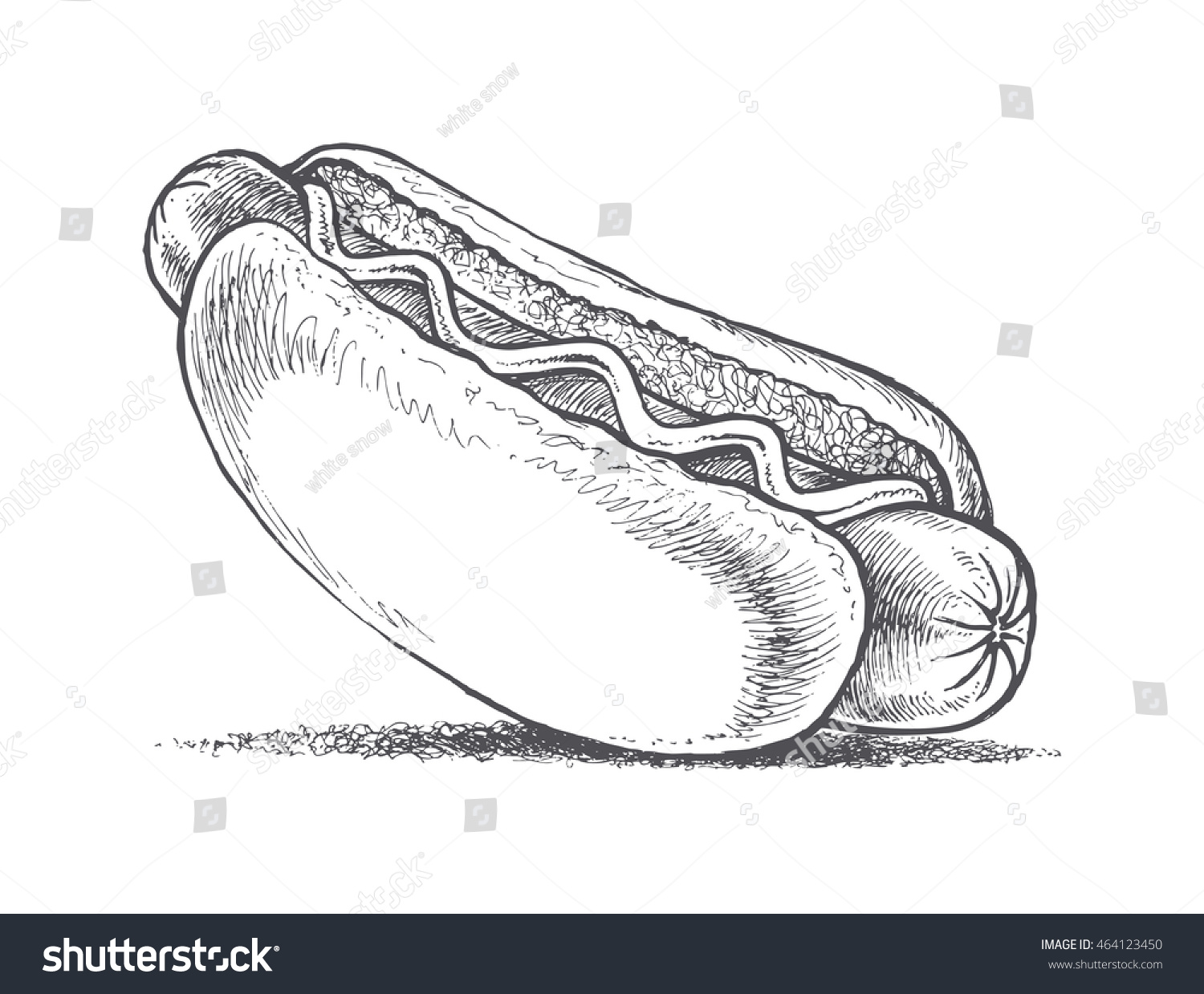 Hot Dog Sketch Vector Drawing Fast Stock Vector (Royalty Free ...