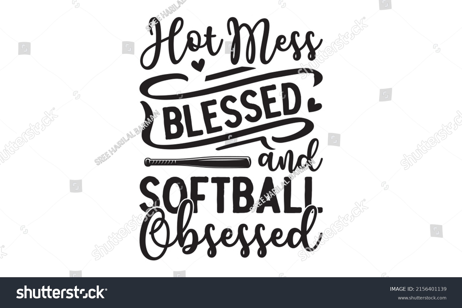 Hot Mess Blessed Softball Obsessed Classic Stock Vector (Royalty Free