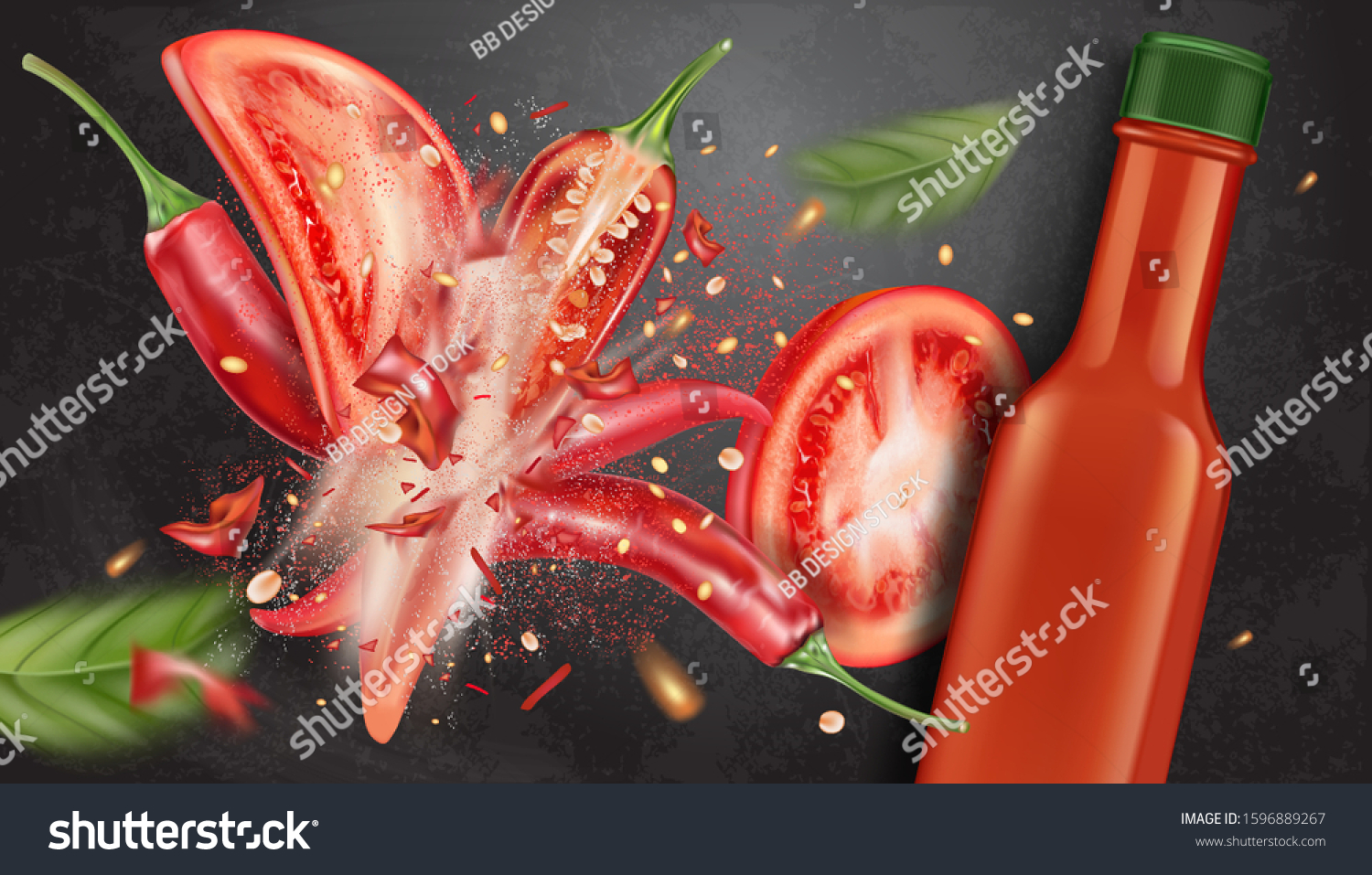 Download Hot Sauce Chili Pepper Bottle Mock Stock Vector Royalty Free 1596889267