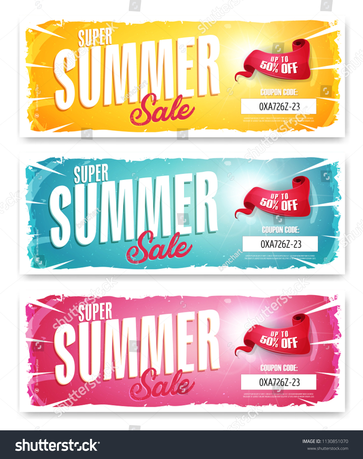 Hot Summer Sale Banner Coupon Code Stock Vector Royalty Free