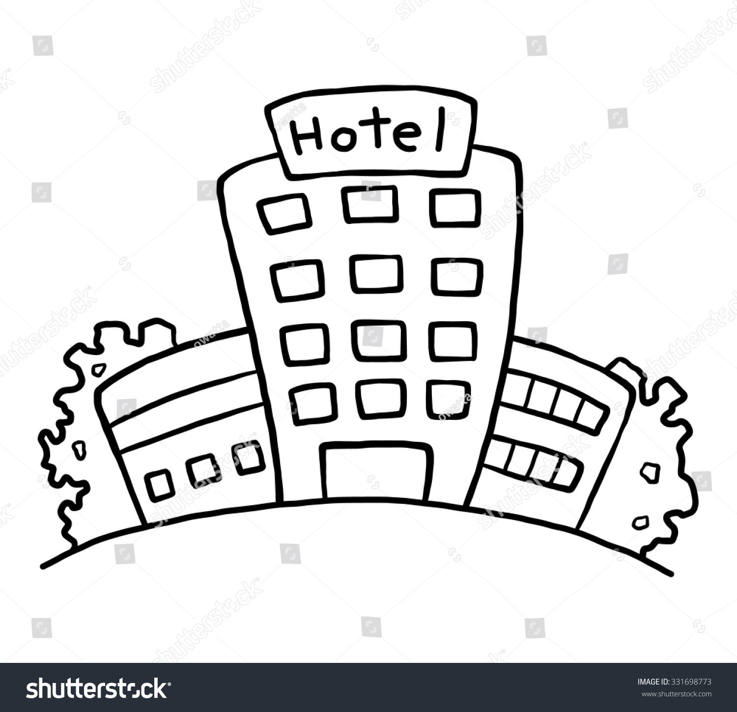 Hotel Cartoon Vector Illustration Black White Stock Vector 331698773 ...