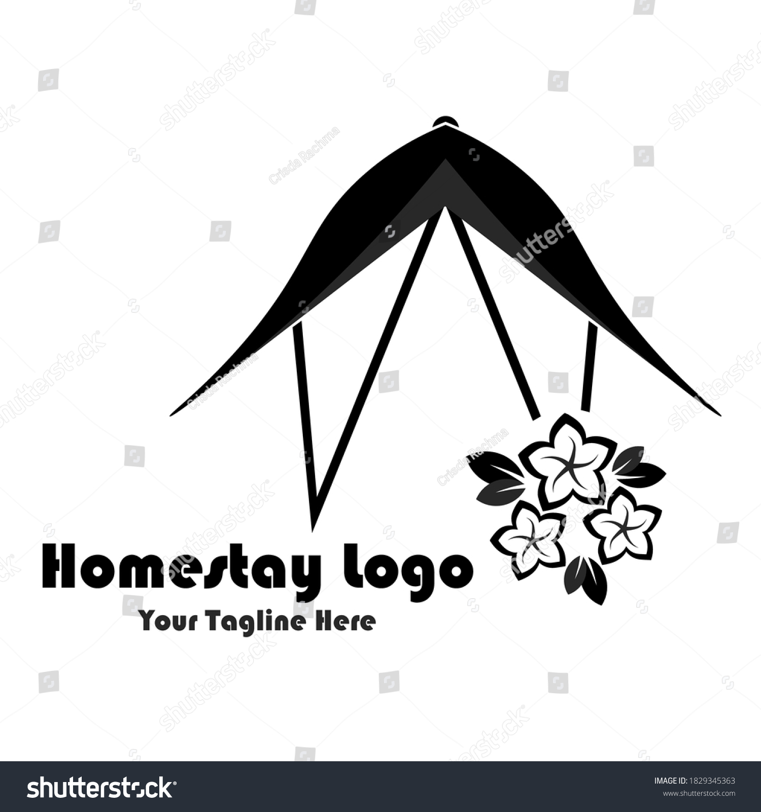 SVG of Hotel Homestay Logo With Shape Of House And Flowers svg