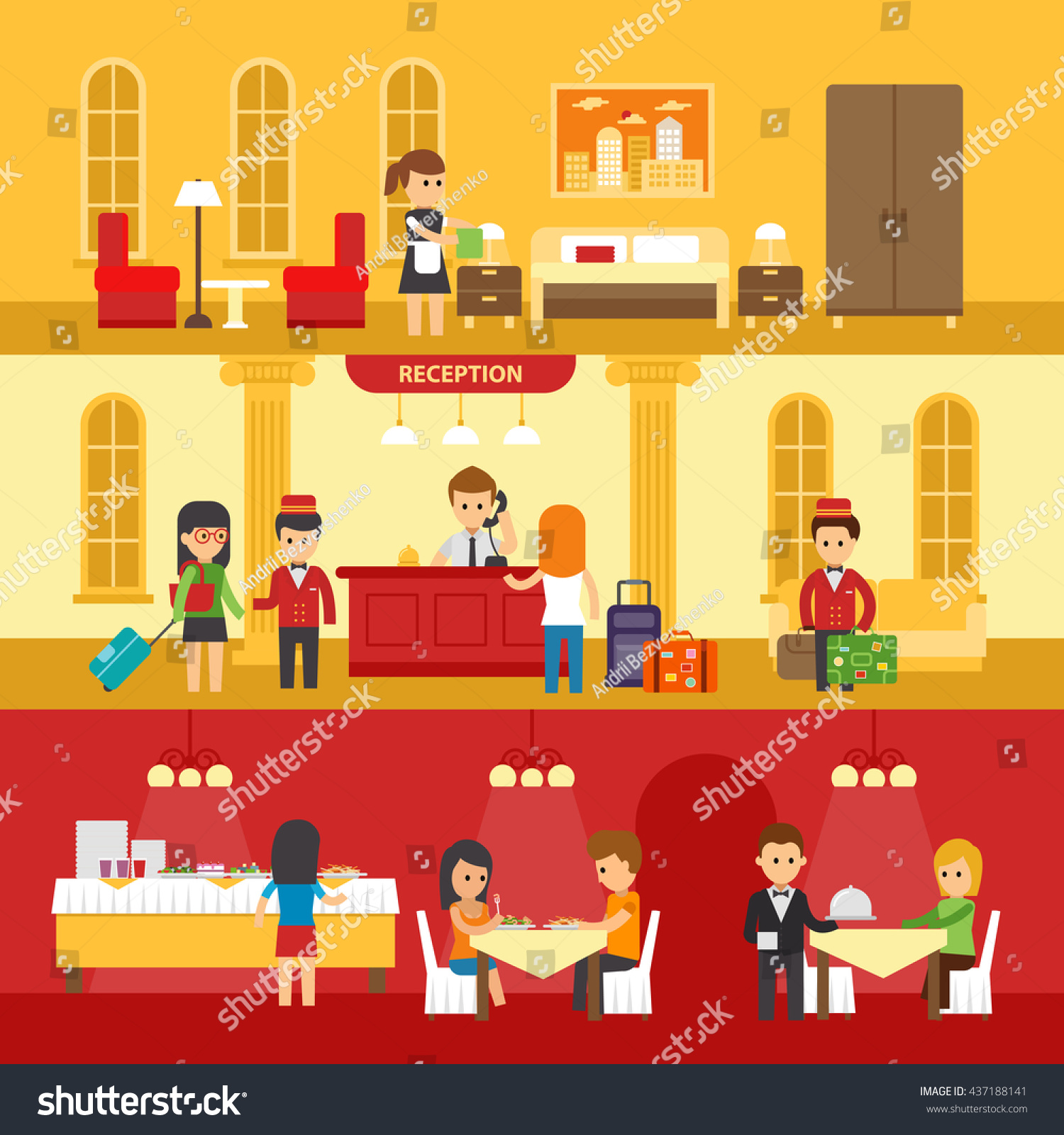 hotel interior people hotel service vector stock vector 437188141 hotel interior people hotel service vector stock vector 437188141