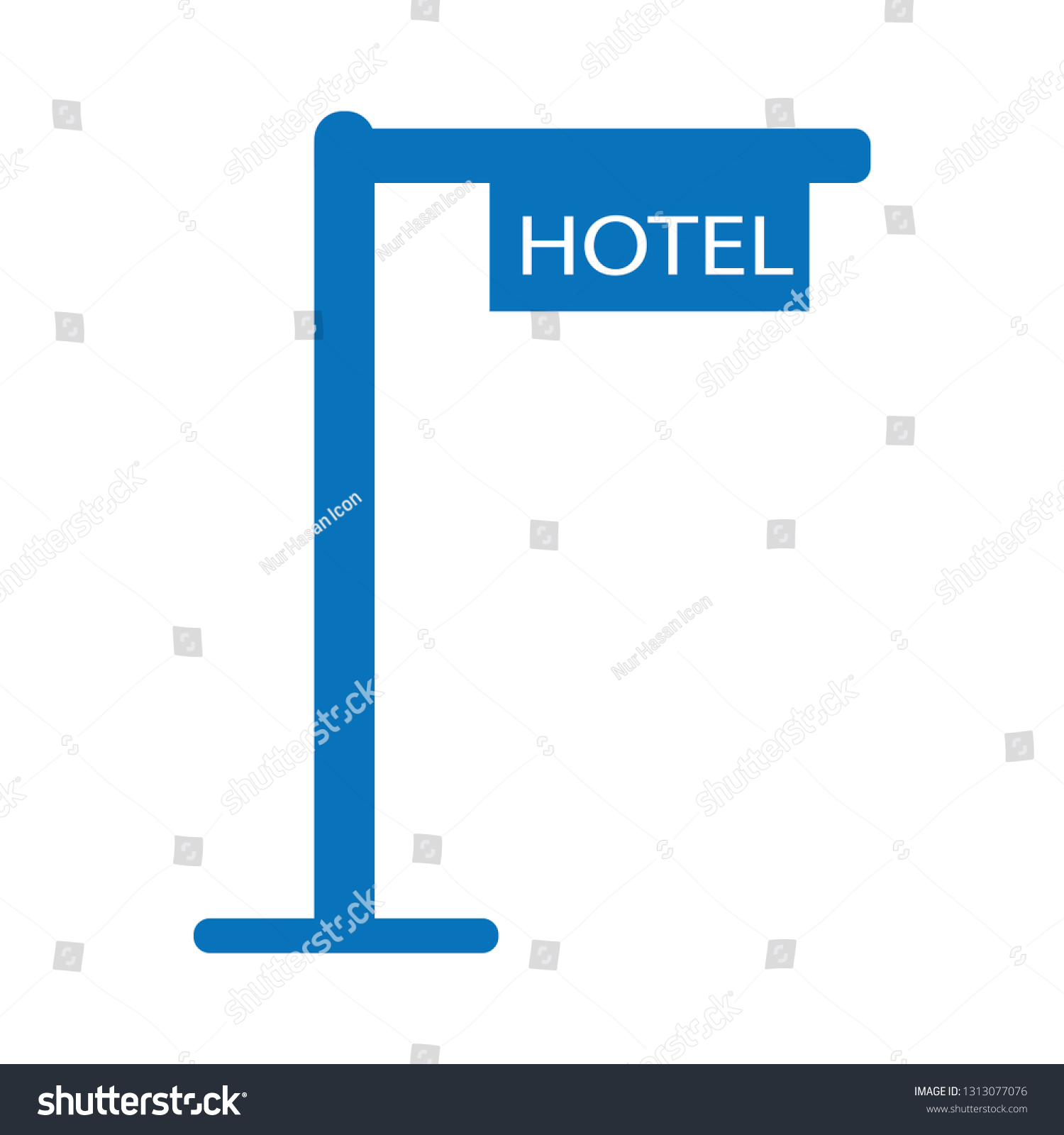 Stock Vector Hotel Map Sign Blue Icon 1313077076 