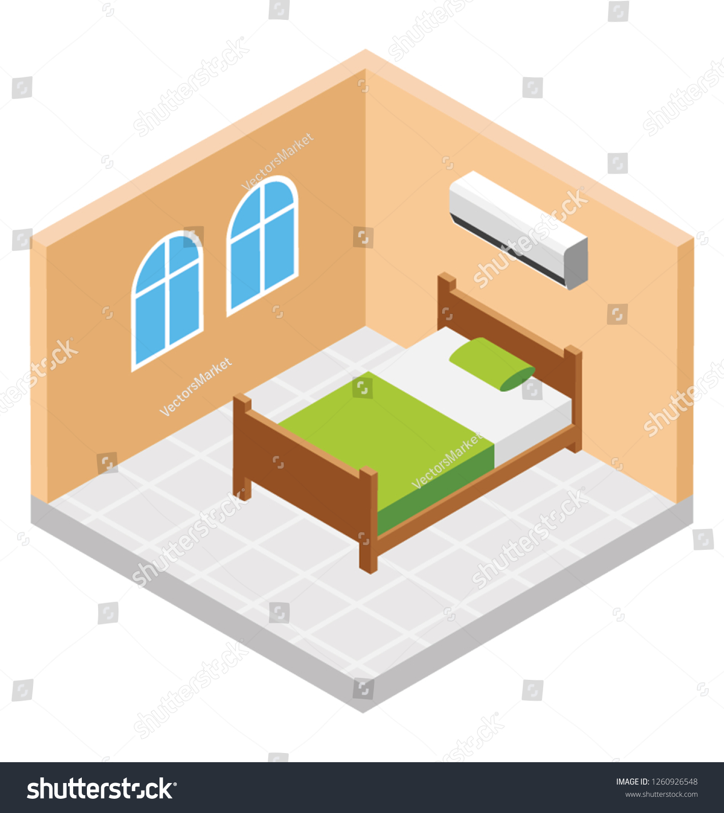 Hotel Room Isometric Icon Design Room Stock Vector Royalty