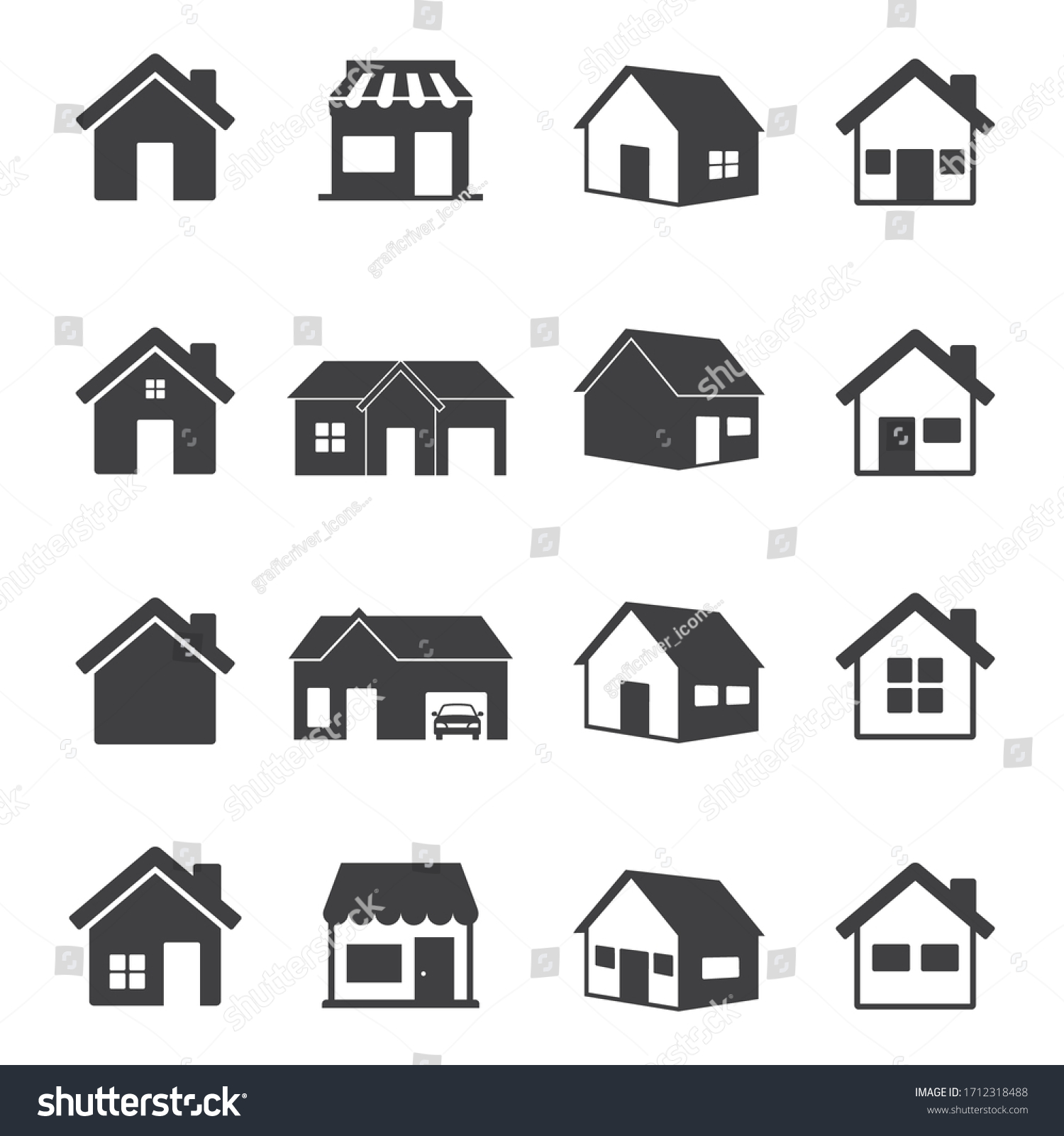 SVG of House and store Icon set. home symbol isolated on white background. Vector Illustration. svg