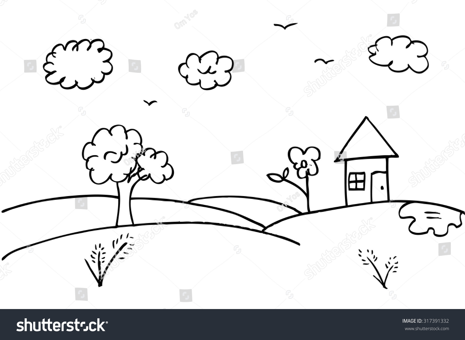 House At Hills Stock Vector Illustration 317391332 : Shutterstock